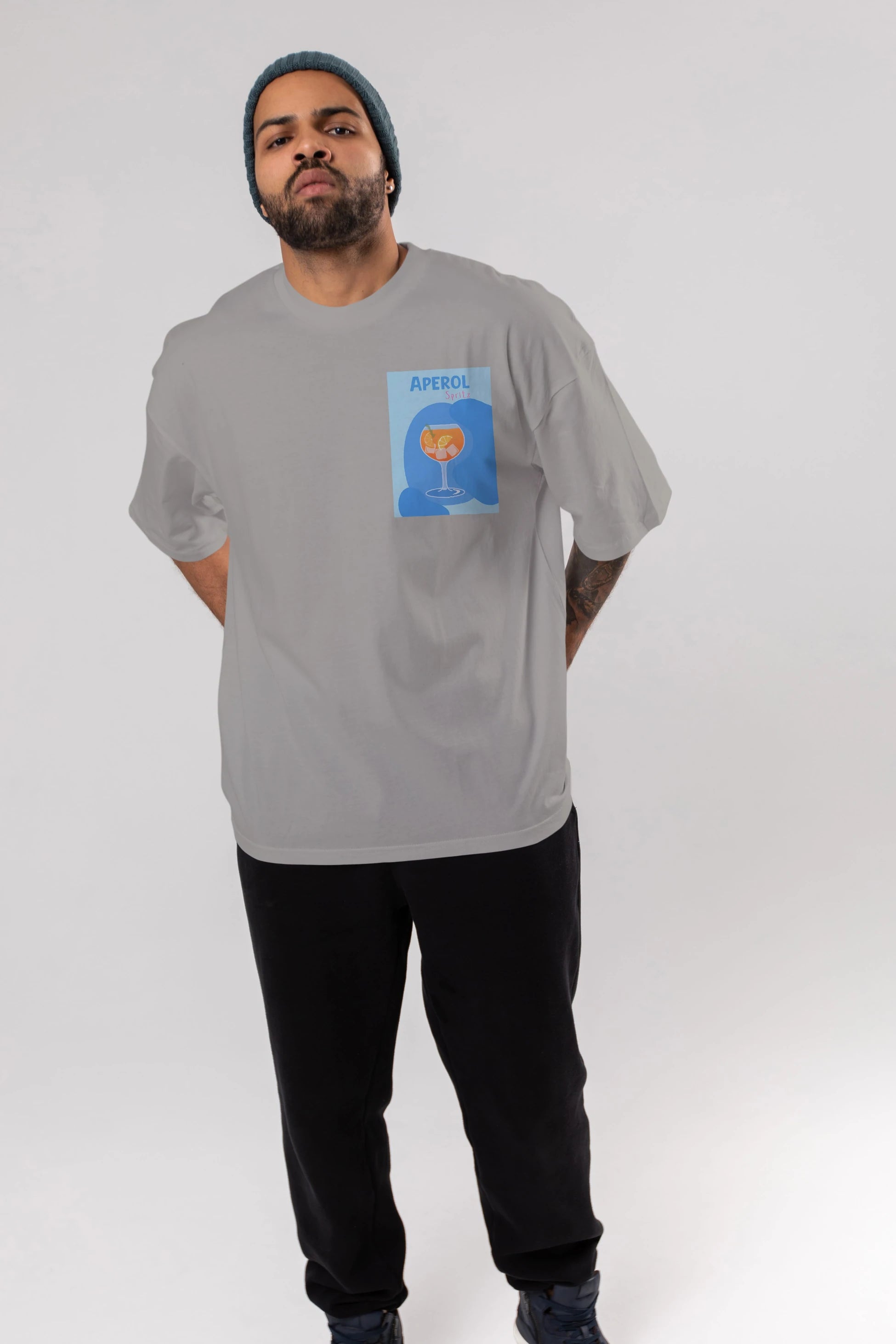 Aperol Spritz 10 Ön Sol Baskılı Oversize t-shirt Erkek Kadın Unisex %100 Pamuk Bisiklet Yaka tişort