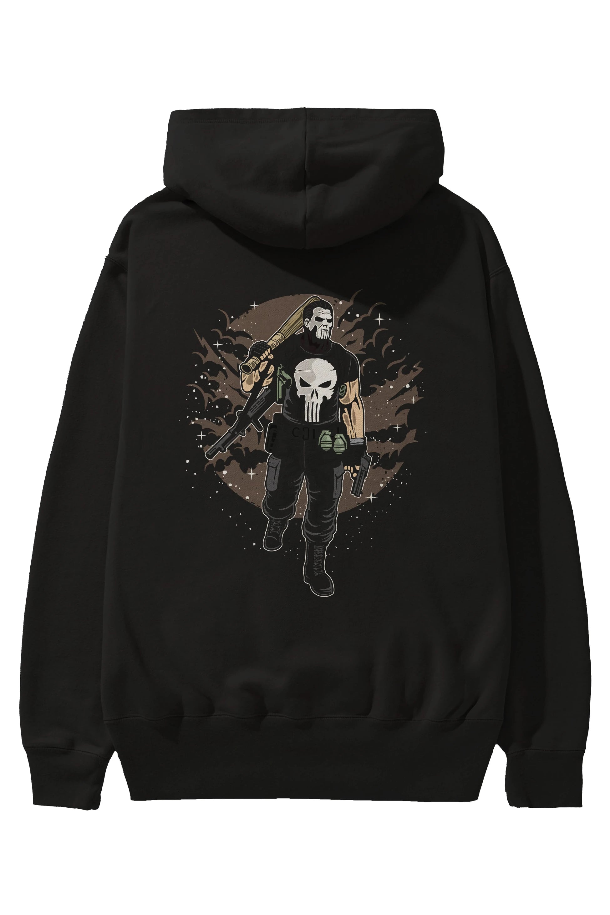 Punisher Arka Baskılı Hoodie Oversize Kapüşonlu Sweatshirt Erkek Kadın Unisex