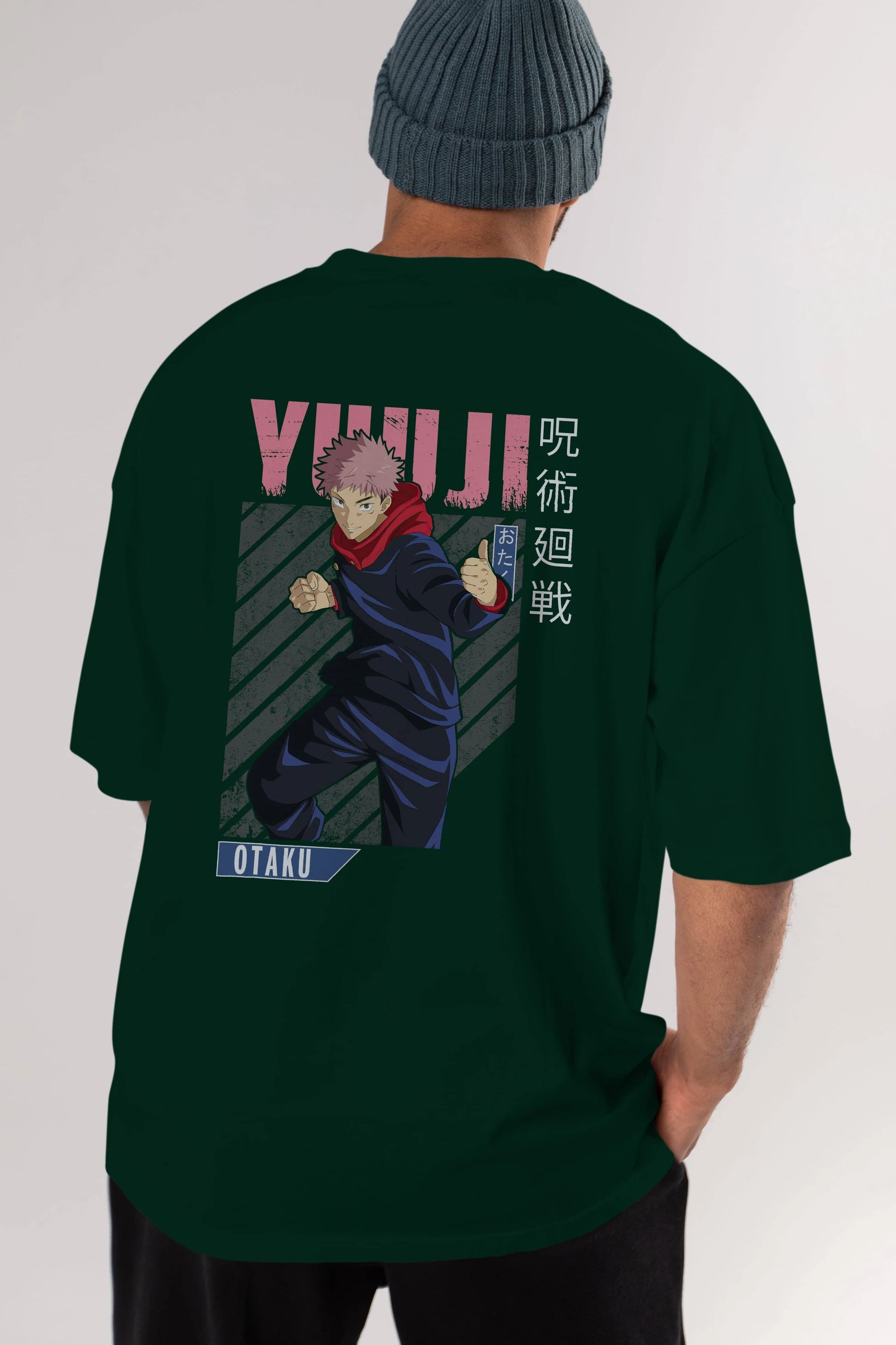Yuuji Itadori Anime Arka Baskılı Oversize t-shirt Erkek Kadın Unisex