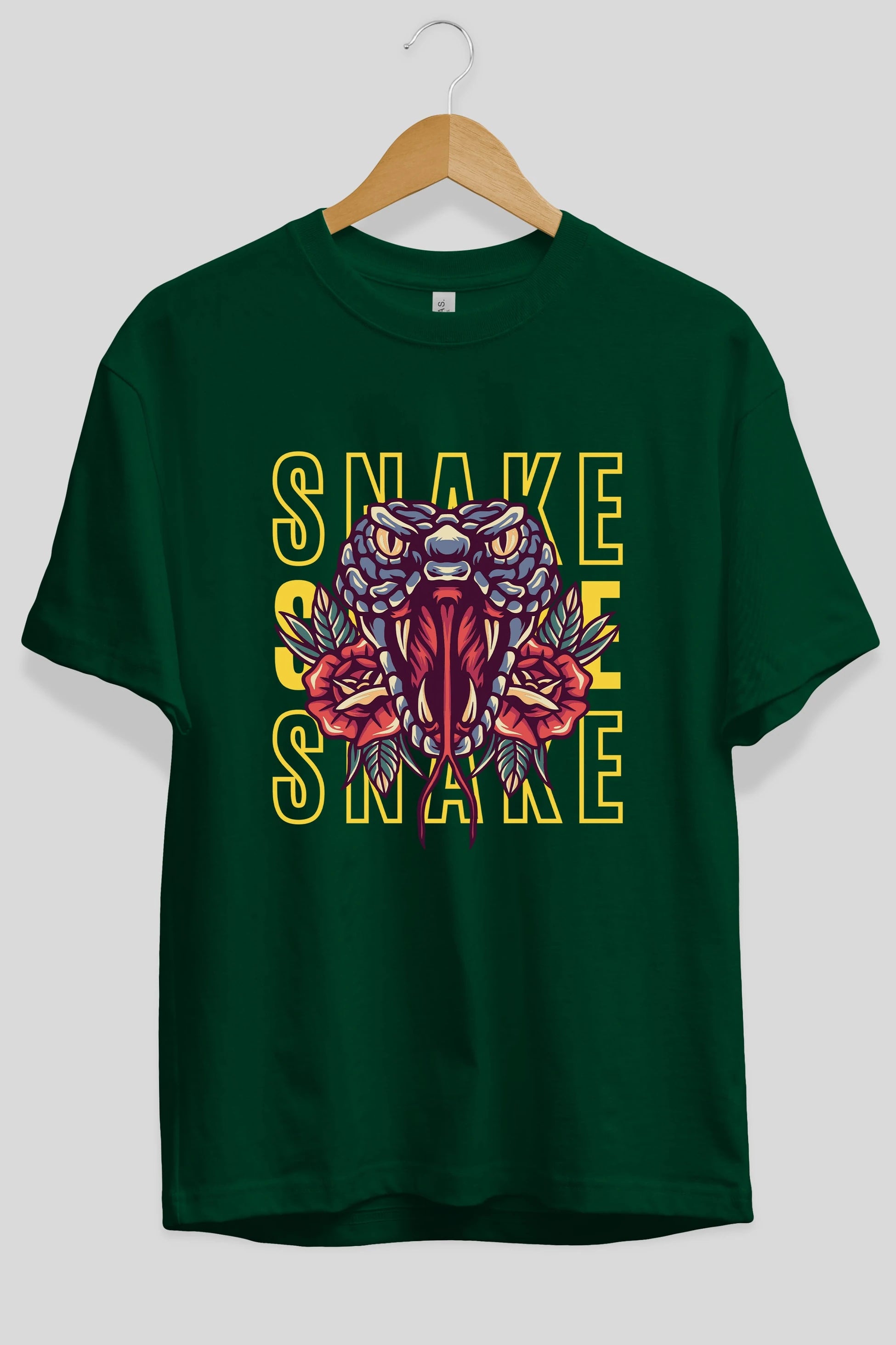 Snake Ön Baskılı Oversize t-shirt Erkek Kadın Unisex