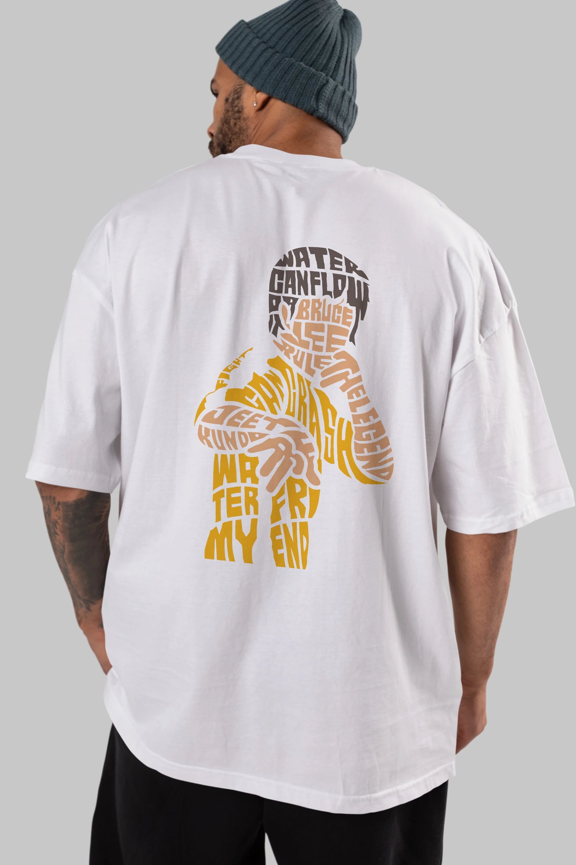 Bruce Lee Arka Baskılı Oversize t-shirt %100 pamuk Erkek Kadın Unisex