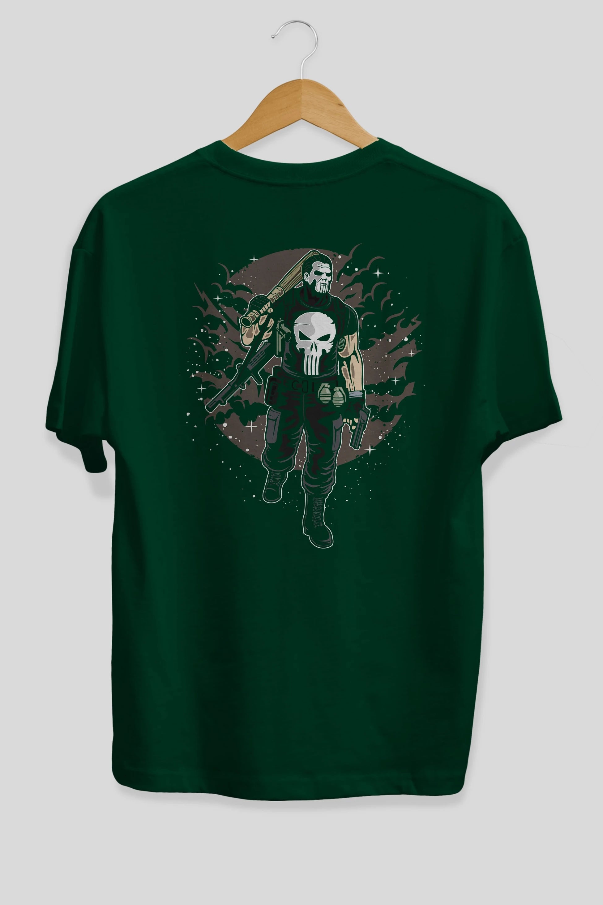 Punisher Arka Baskılı Oversize t-shirt Erkek Kadın Unisex %100 Pamuk