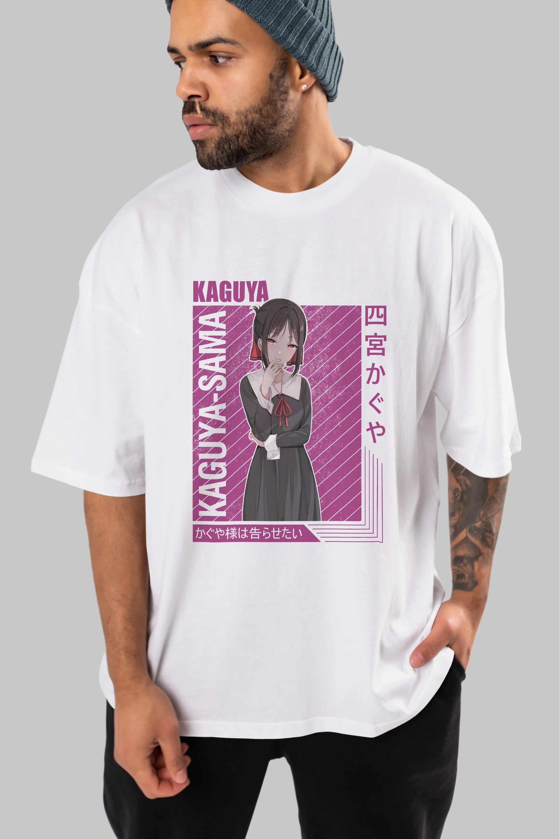 Kaguya Shinomiya 4 1 Anime Ön Baskılı Oversize t-shirt %100 pamuk Erkek Kadın Unisex