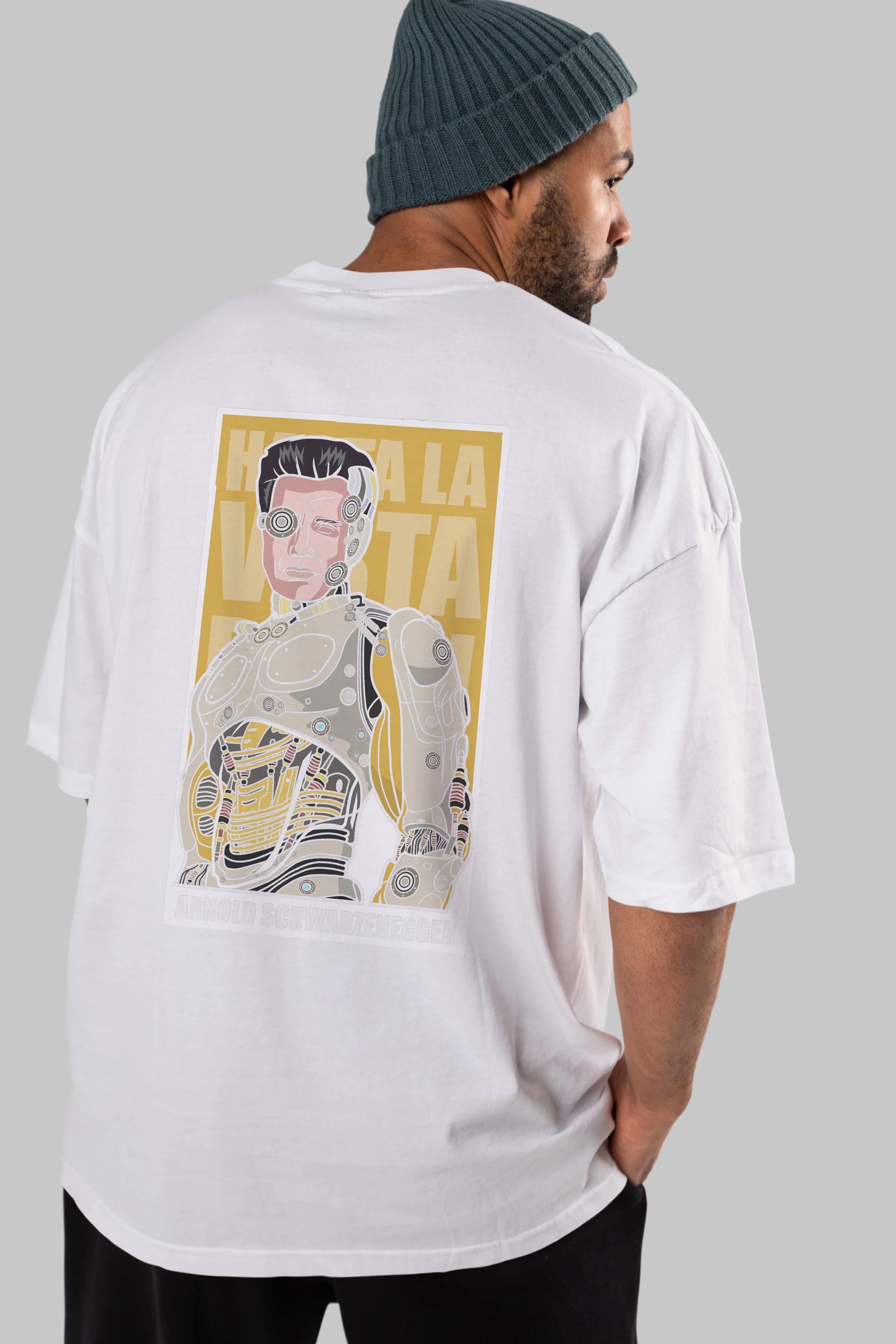 Arnold Robot Human Arka Baskılı Oversize t-shirt Erkek Kadın Unisex %100 Pamuk tişort