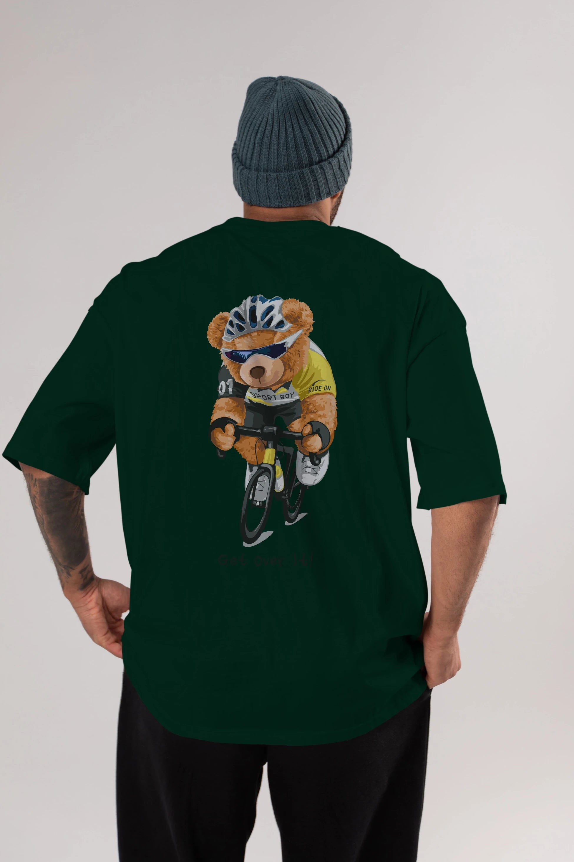 Teddy Bear Sport Boy Arka Baskılı Oversize t-shirt Erkek Kadın Unisex %100 Pamuk