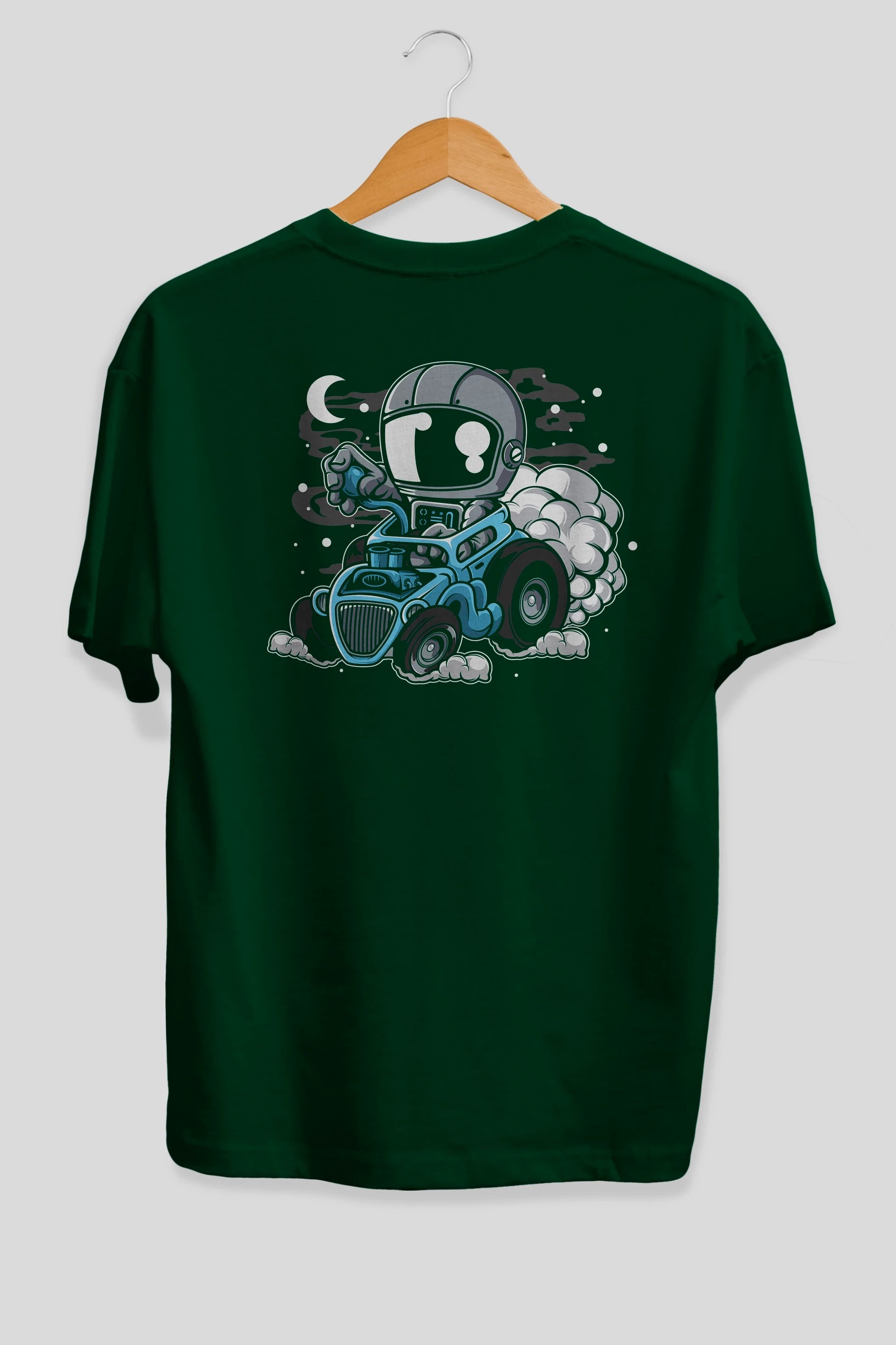 Astronaut Hotrod Arka Baskılı Oversize t-shirt Erkek Kadın Unisex