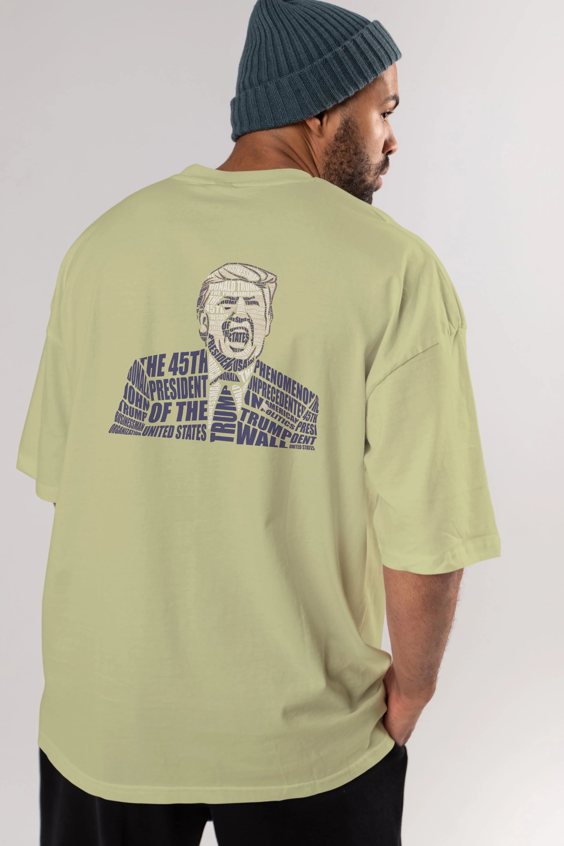 Trump Calligram Arka Baskılı Oversize t-shirt %100 pamuk Erkek Kadın Unisex