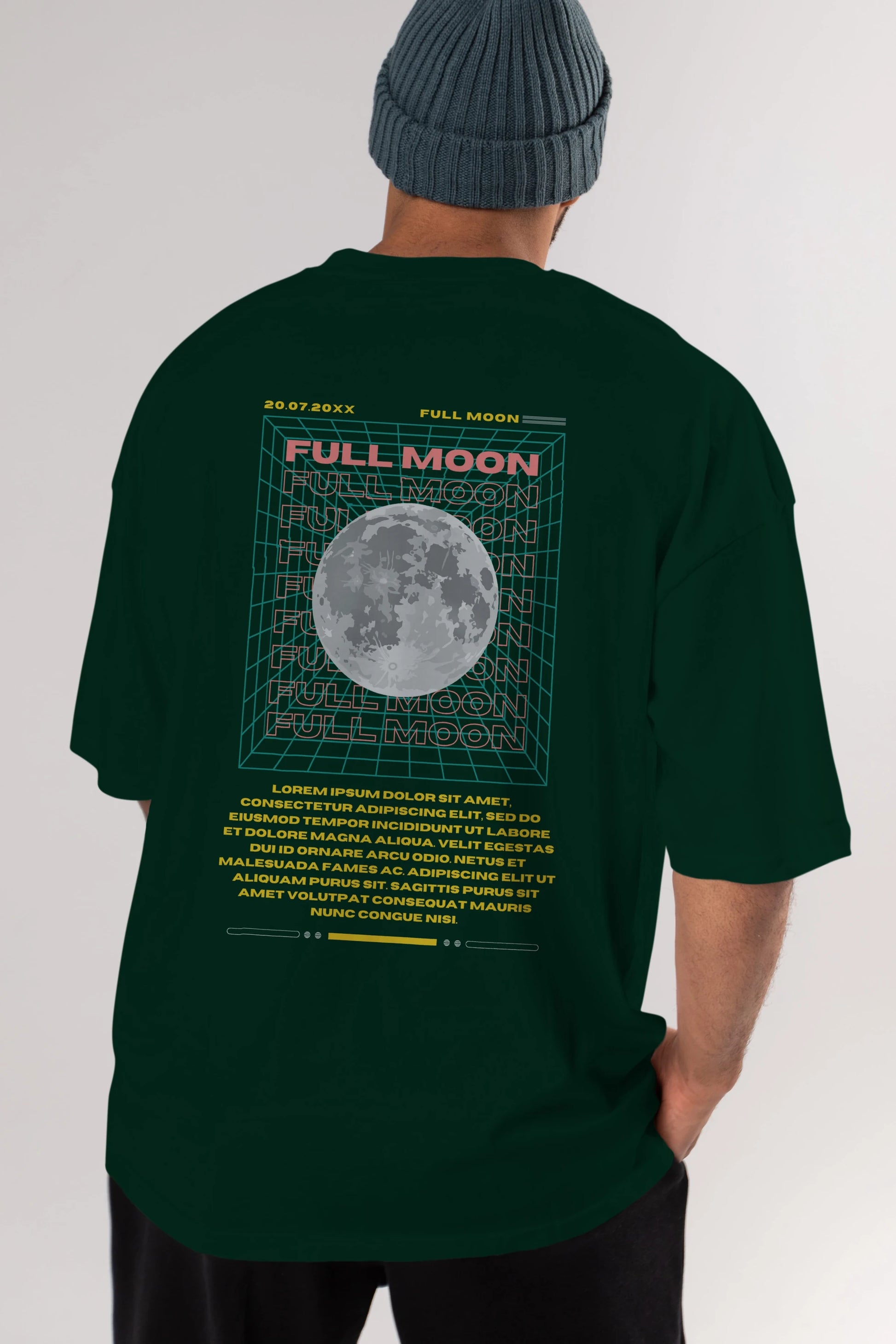 Full Moon Yazılı Arka Baskılı Oversize t-shirt Erkek Kadın Unisex