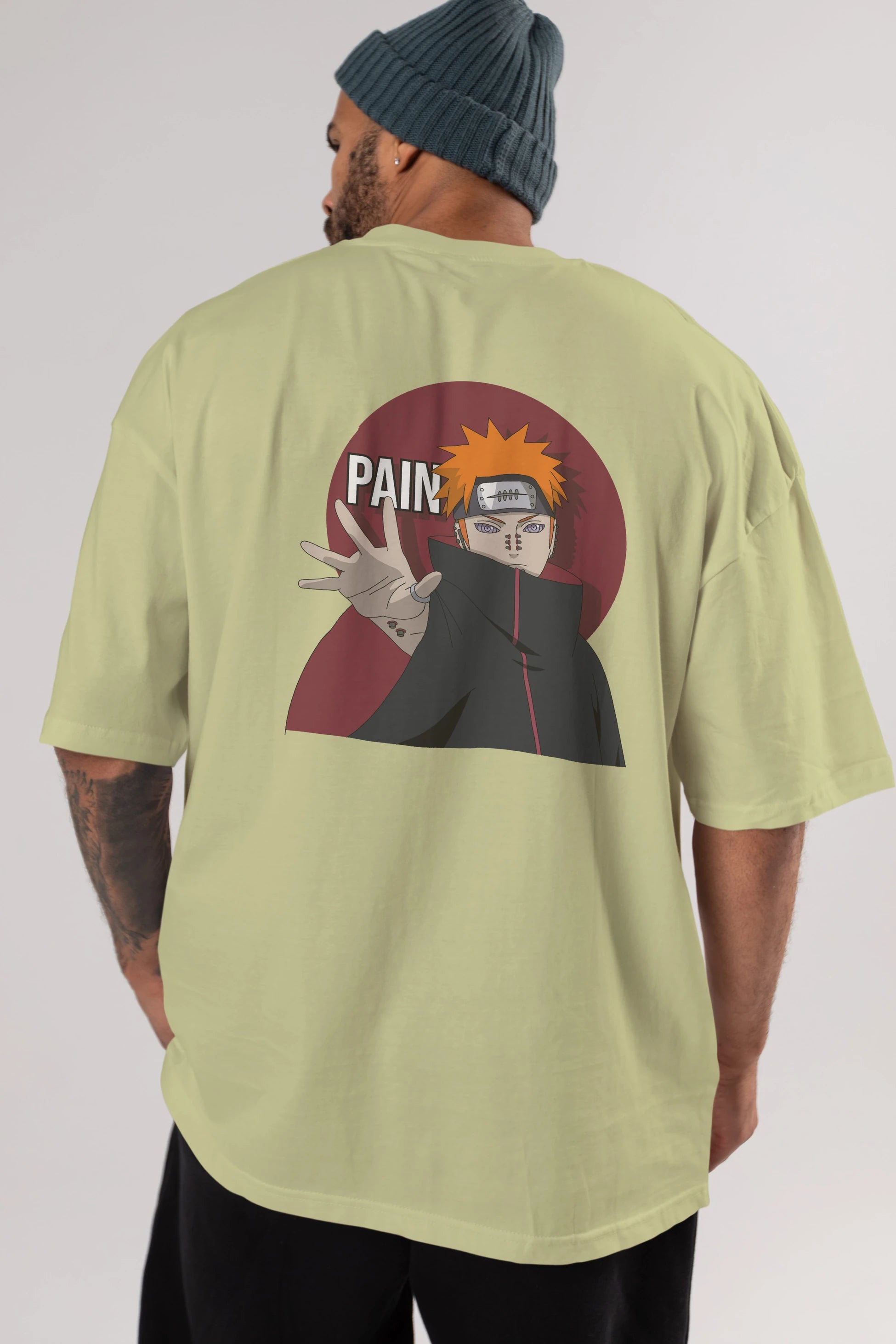 PAIN NARUTO Anime Arka Baskılı Oversize t-shirt Erkek Kadın Unisex