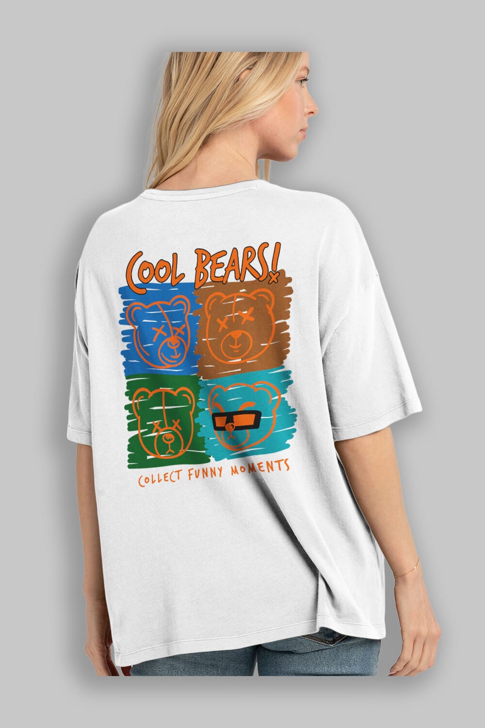 Cool Bears Arka Baskılı Oversize t-shirt Erkek Kadın Unisex