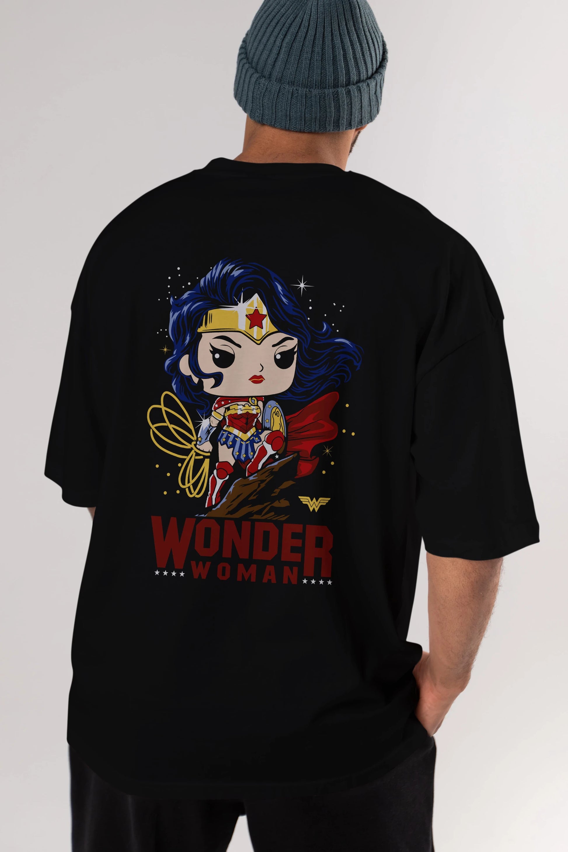 Wonder Woman (2) Arka Baskılı Oversize t-shirt Erkek Kadın Unisex %100 Pamuk Bisiklet Yaka tişort