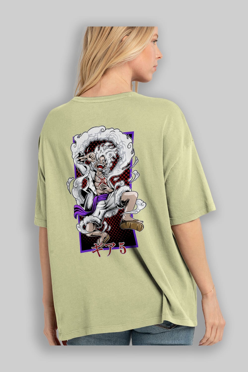 MONKEY D. LUFFY GEAR5 Anime Arka Baskılı Oversize t-shirt Erkek Kadın Unisex