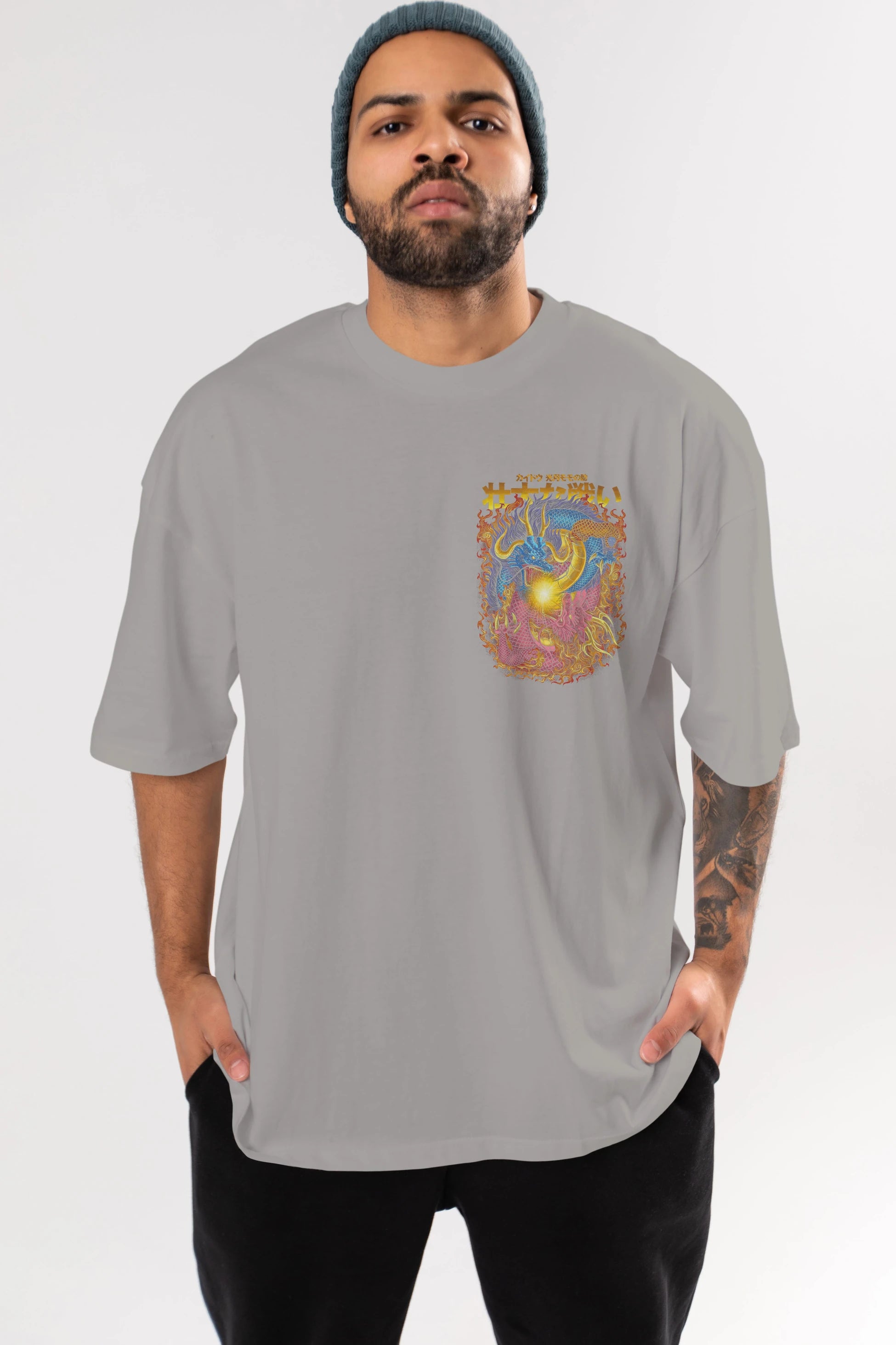 ONE PIECE (4) Ön Sol Baskılı Oversize t-shirt Erkek Kadın Unisex %100 Pamuk Bisiklet Yaka tişort