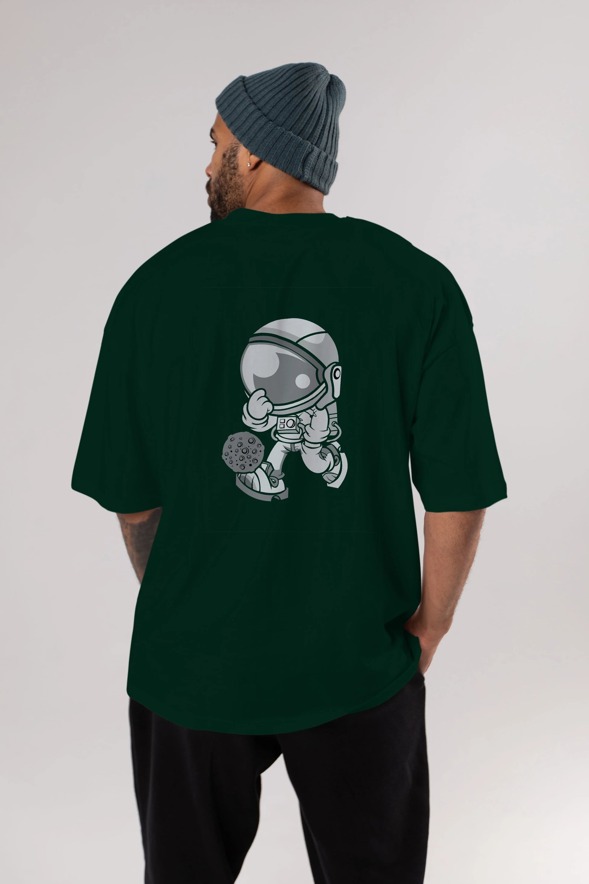Street Astronaut Arka Baskılı Oversize t-shirt Erkek Kadın Unisex %100 Pamuk tişort
