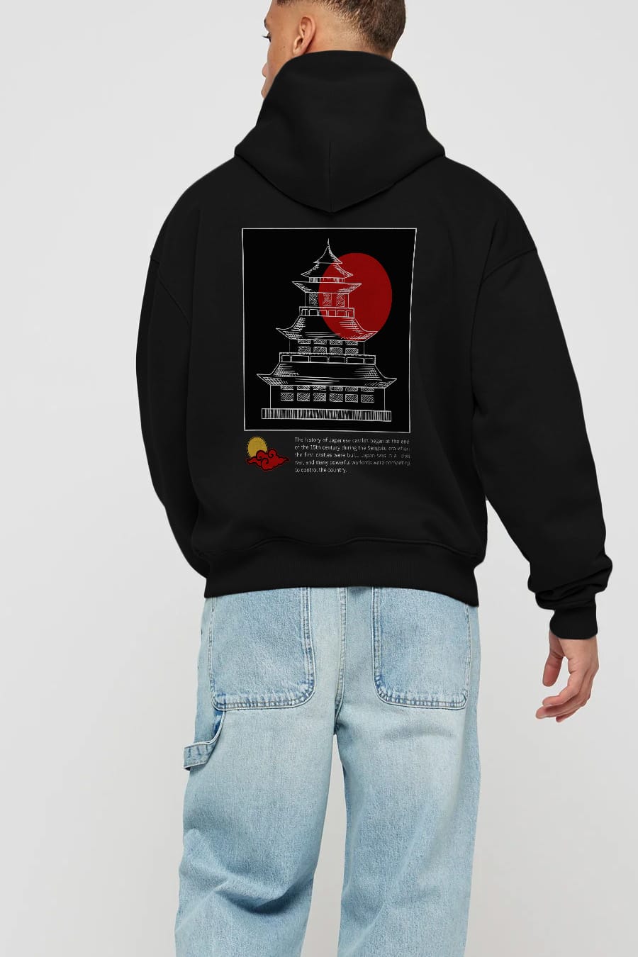 Japan Streetwear Arka Baskılı Oversize Hoodie Kapüşonlu Sweatshirt Erkek Kadın Unisex