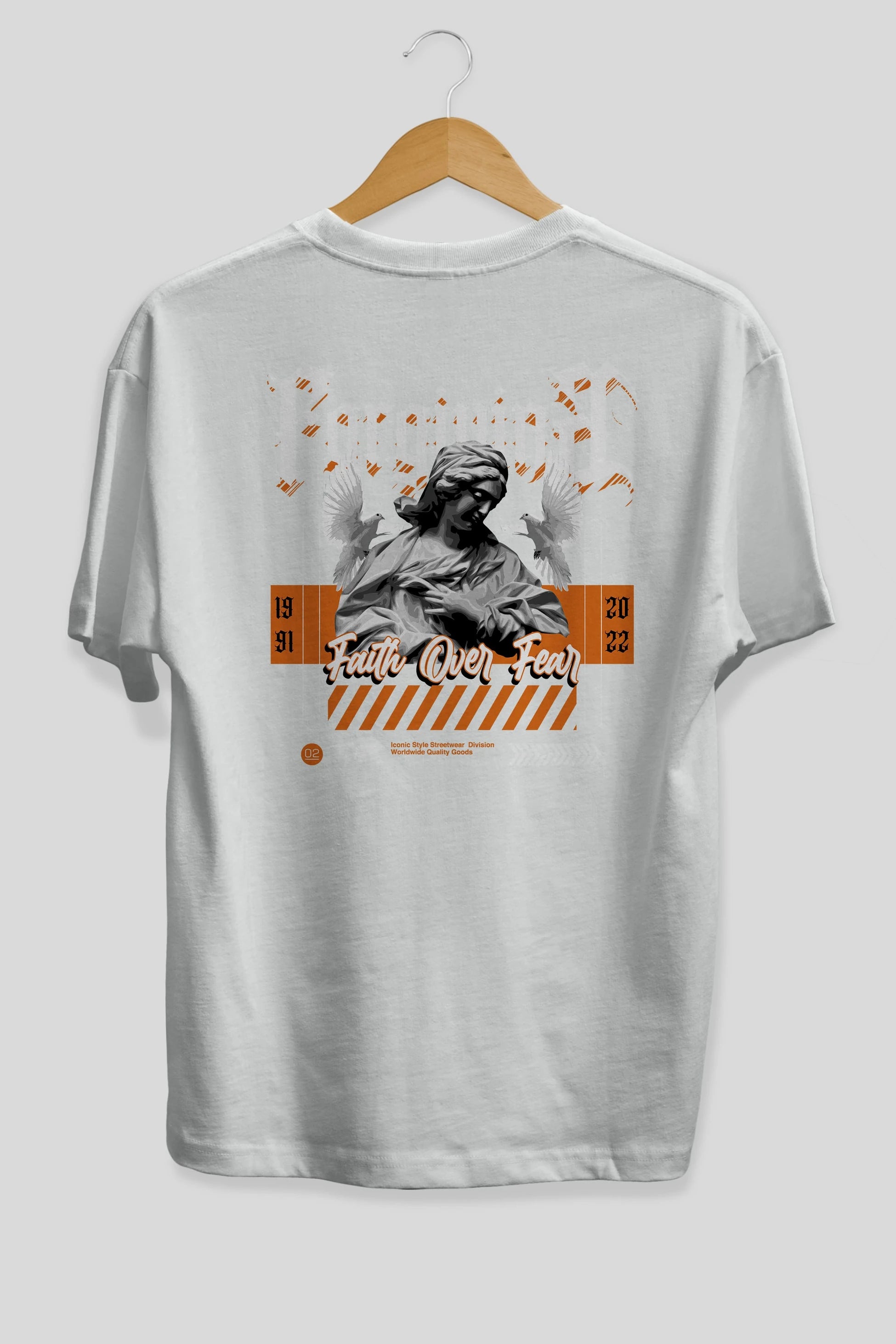Faith Over Fear 2 Arka Baskılı Oversize t-shirt Erkek Kadın Unisex