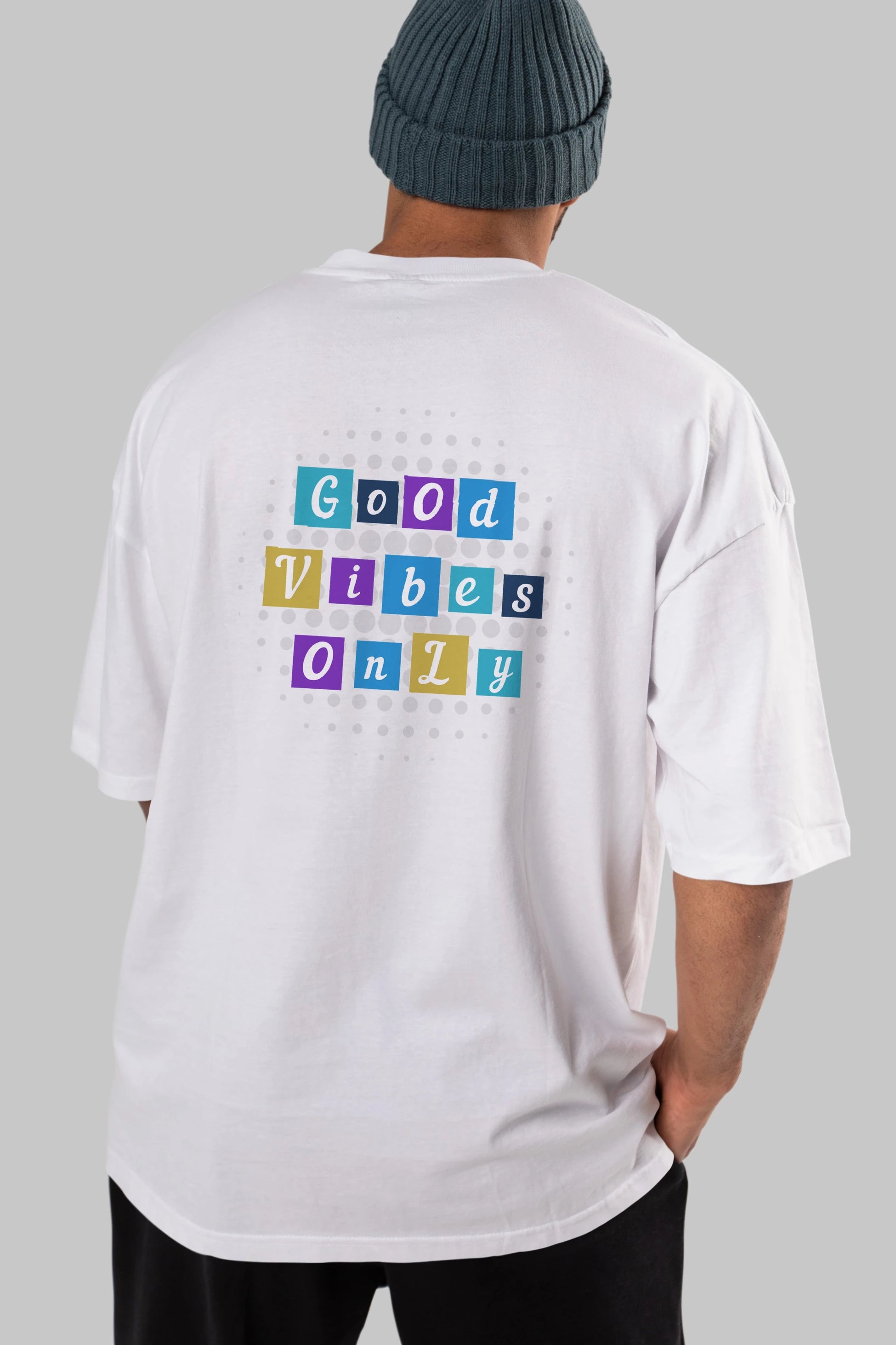 Good Vibes Only Yazılı 3 Arka Baskılı Oversize t-shirt Erkek Kadın Unisex