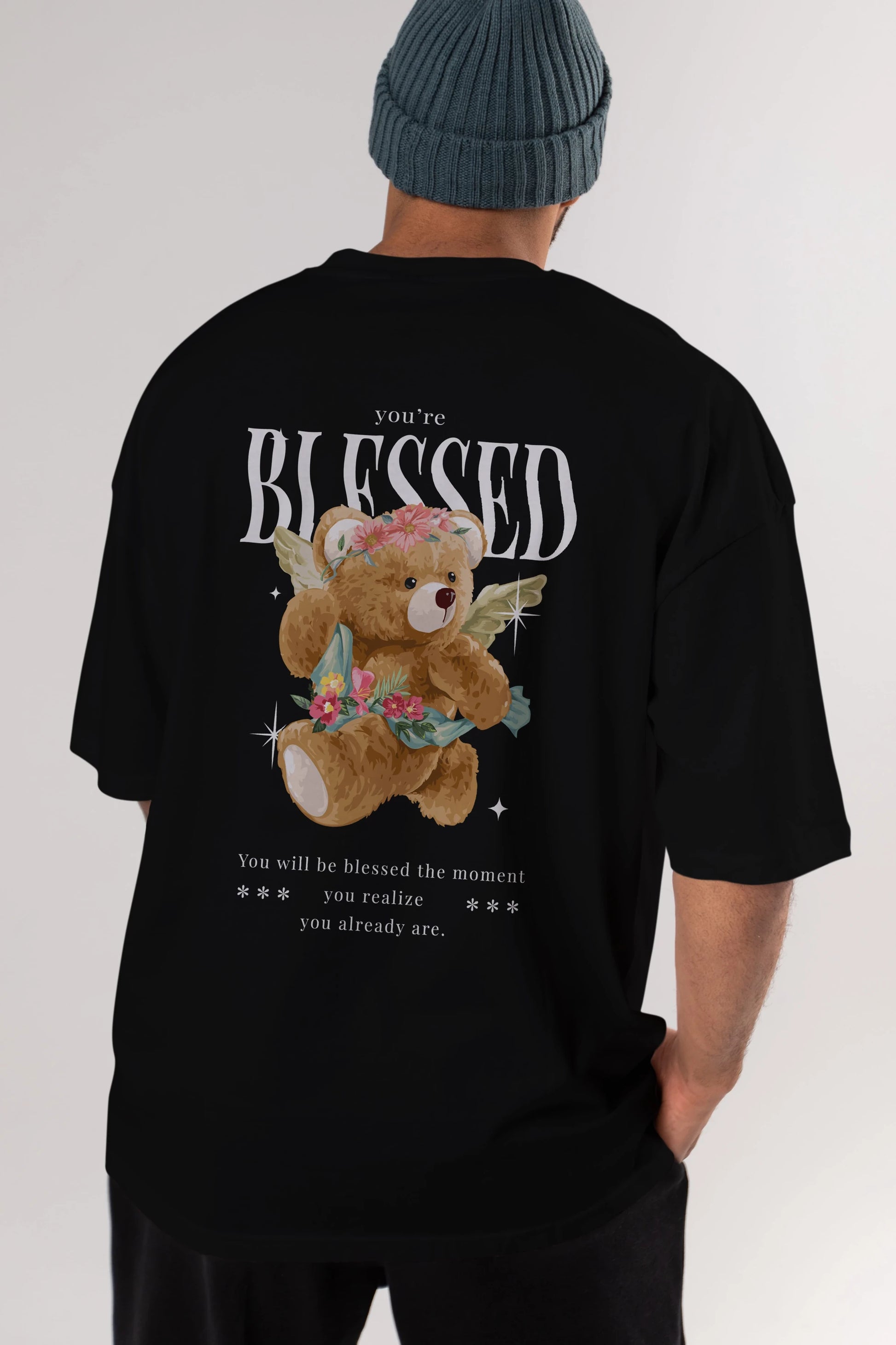 You are Blessed Bear Arka Baskılı Oversize t-shirt Erkek Kadın Unisex