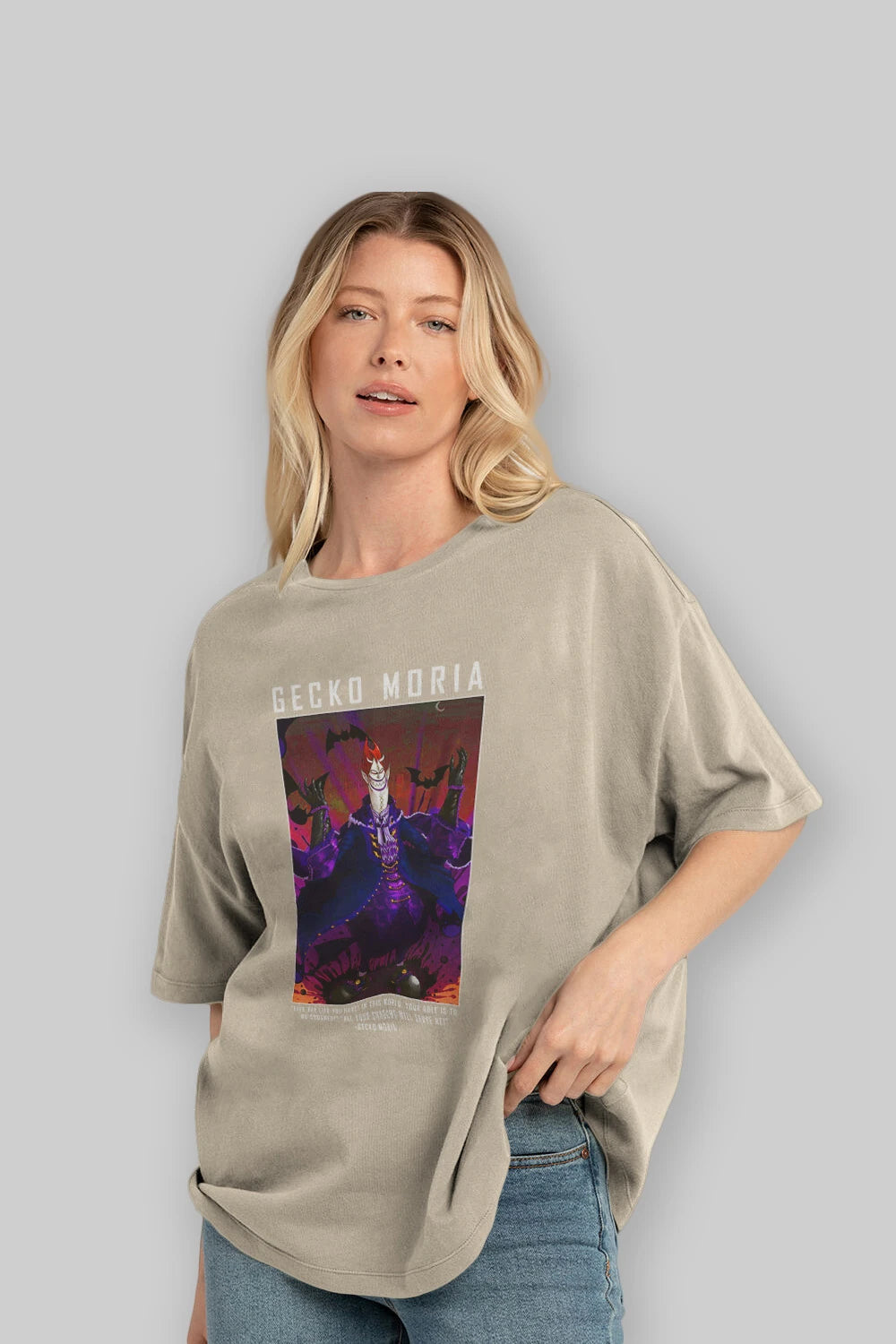 Gecko Moria Anime Ön Baskılı Oversize t-shirt Erkek Kadın Unisex