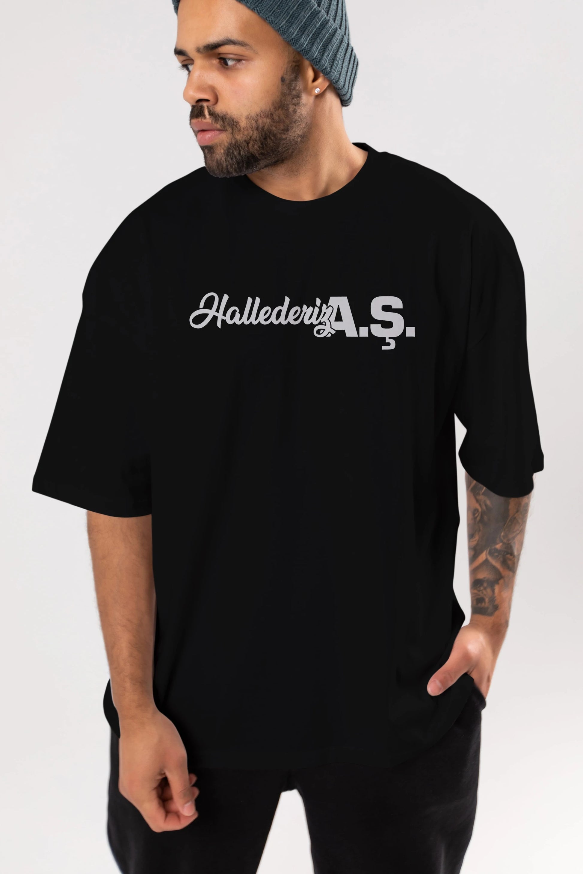 Hallederiz A.Ş Ön Baskılı Oversize t-shirt %100 pamuk Erkek Kadın Unisex