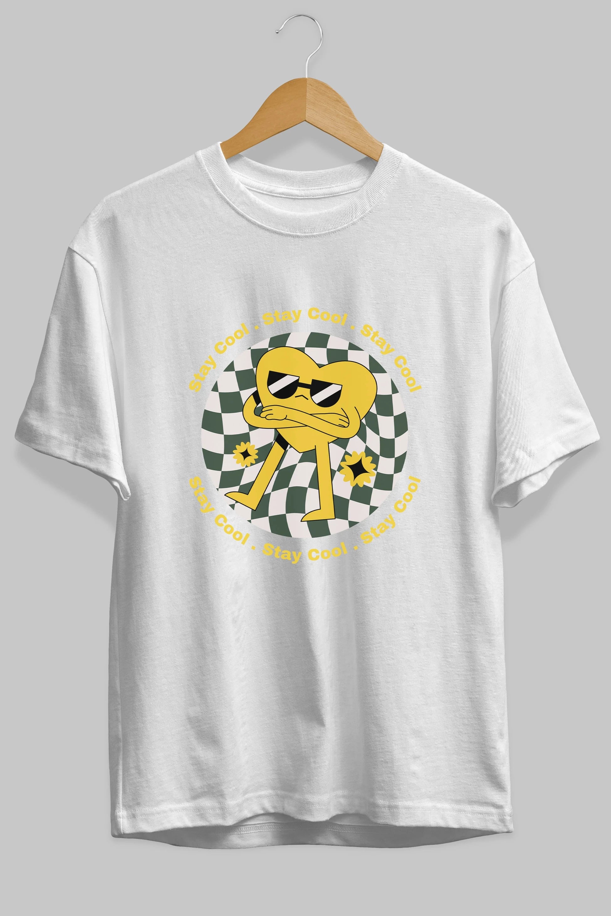 Stay Cool Yazılı Ön Baskılı Oversize t-shirt Erkek Kadın Unisex