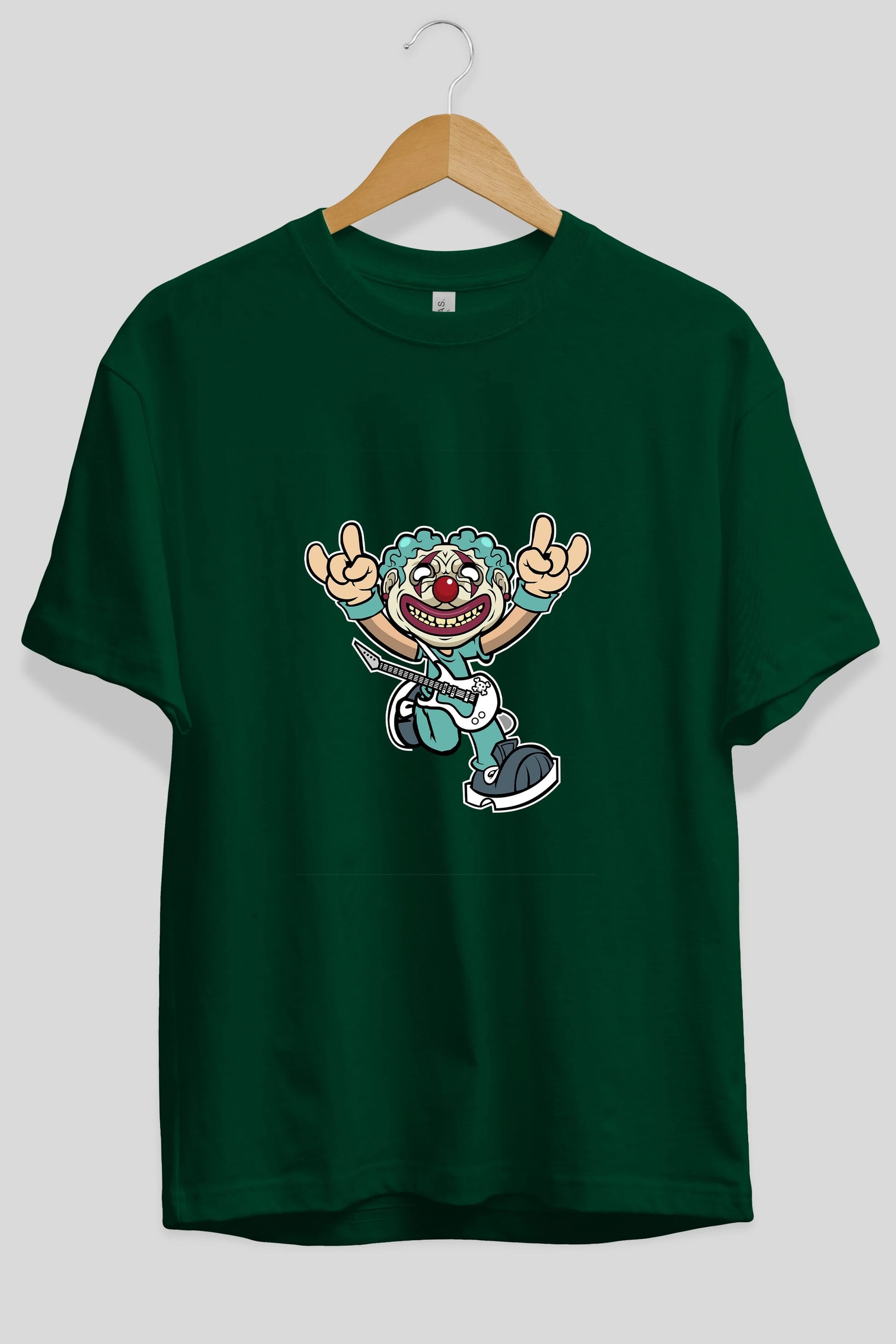 Clown Punk Ön Baskılı Oversize t-shirt Erkek Kadın Unisex %100 Pamuk tişort