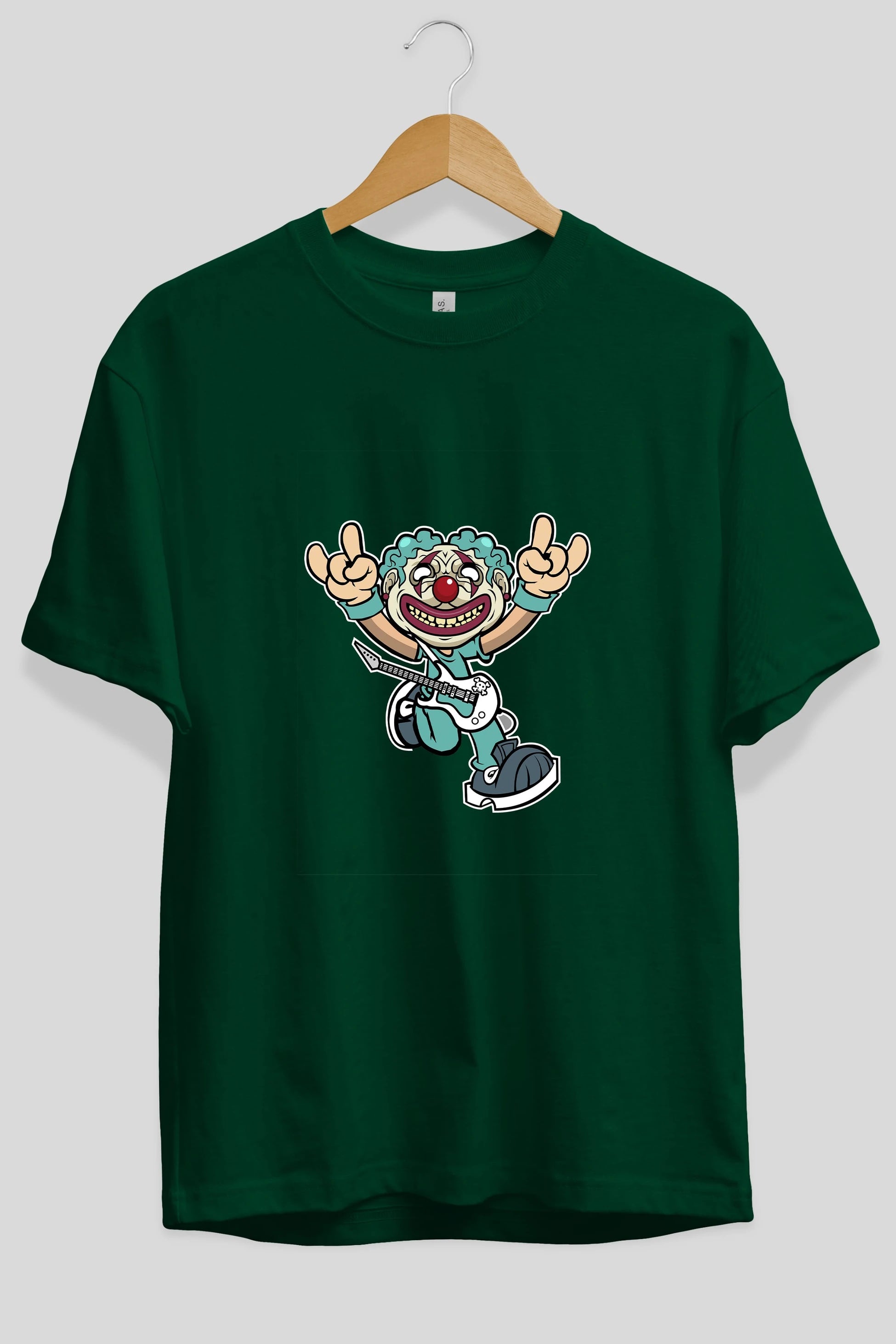 Clown Punk Ön Baskılı Oversize t-shirt Erkek Kadın Unisex %100 Pamuk tişort