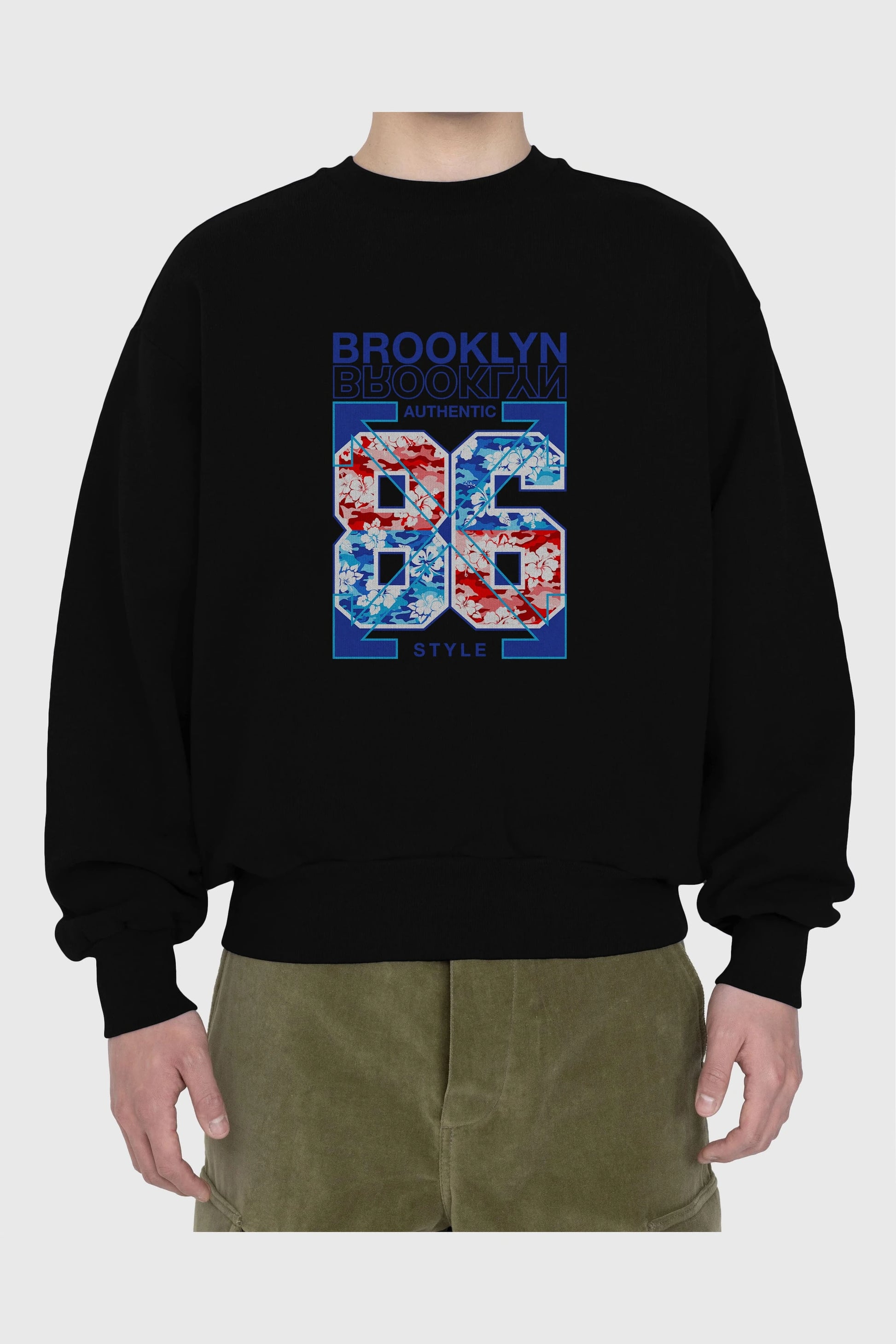 Brooklyn 86 Style Ön Baskılı Oversize Sweatshirt Erkek Kadın Unisex