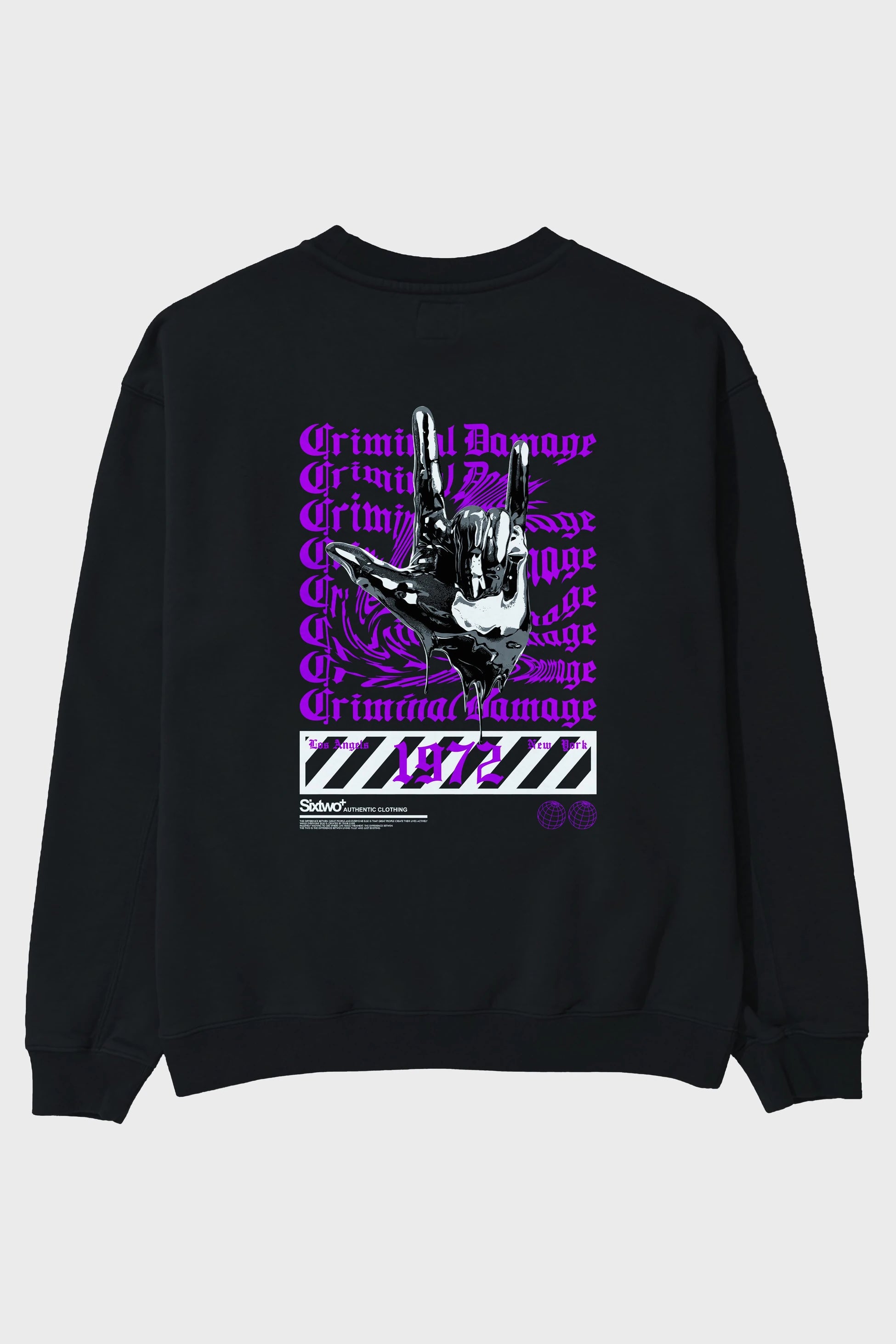 Criminal Damage 2 Arka Baskılı Oversize Sweatshirt Erkek Kadın Unisex