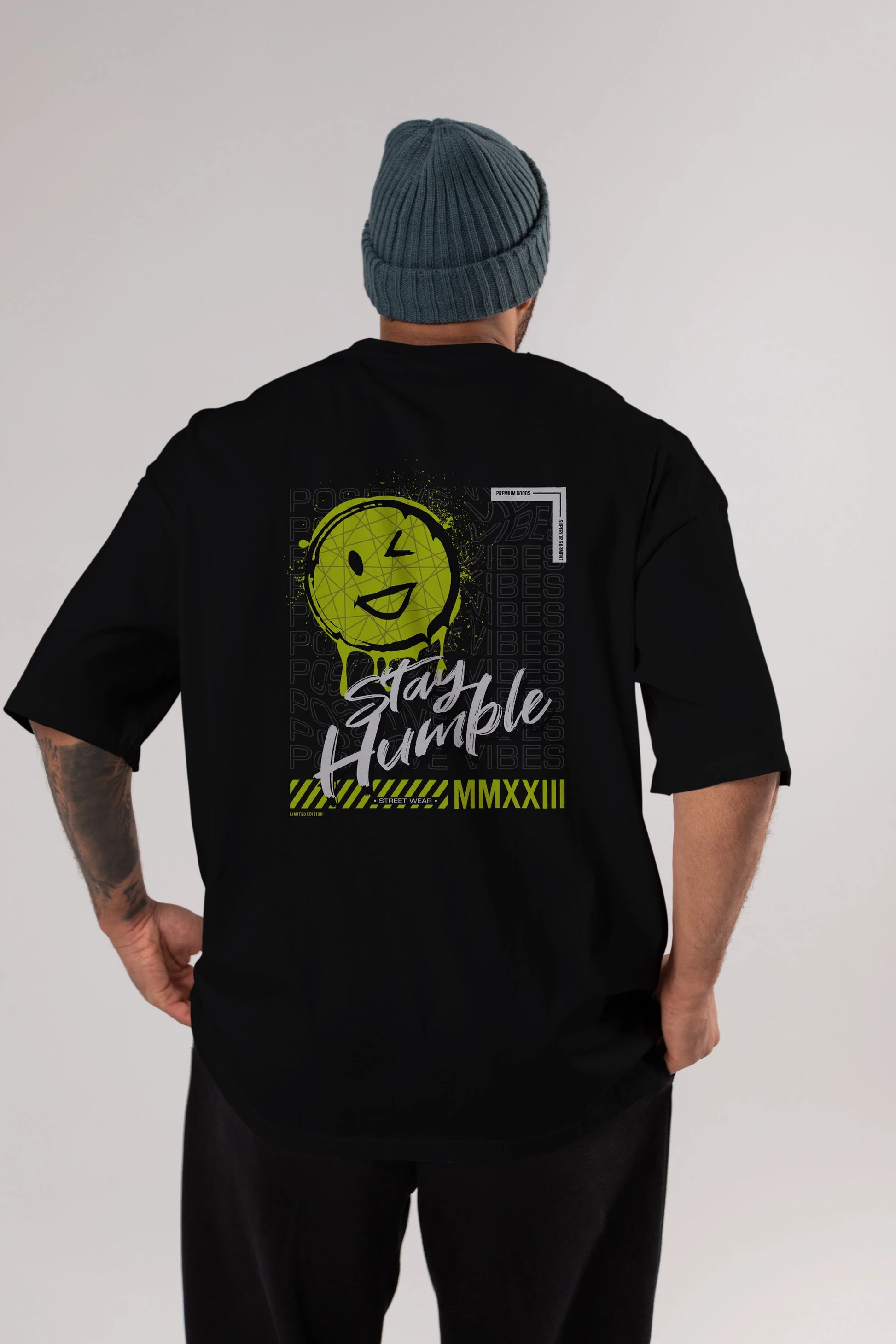 Stay Humble Arka Baskılı Oversize t-shirt Erkek Kadın Unisex