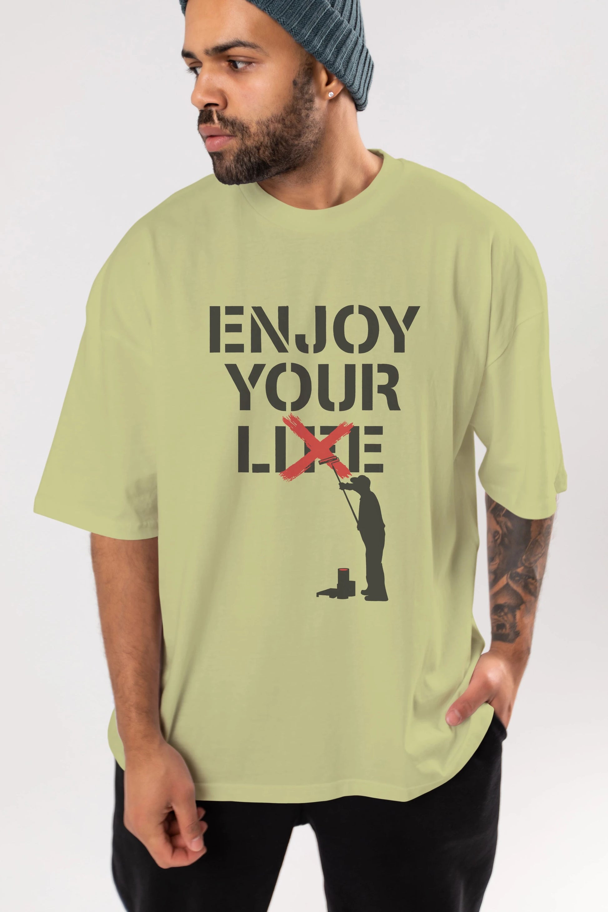 Enjoy Your Lie Ön Baskılı Oversize t-shirt %100 pamuk Erkek Kadın Unisex