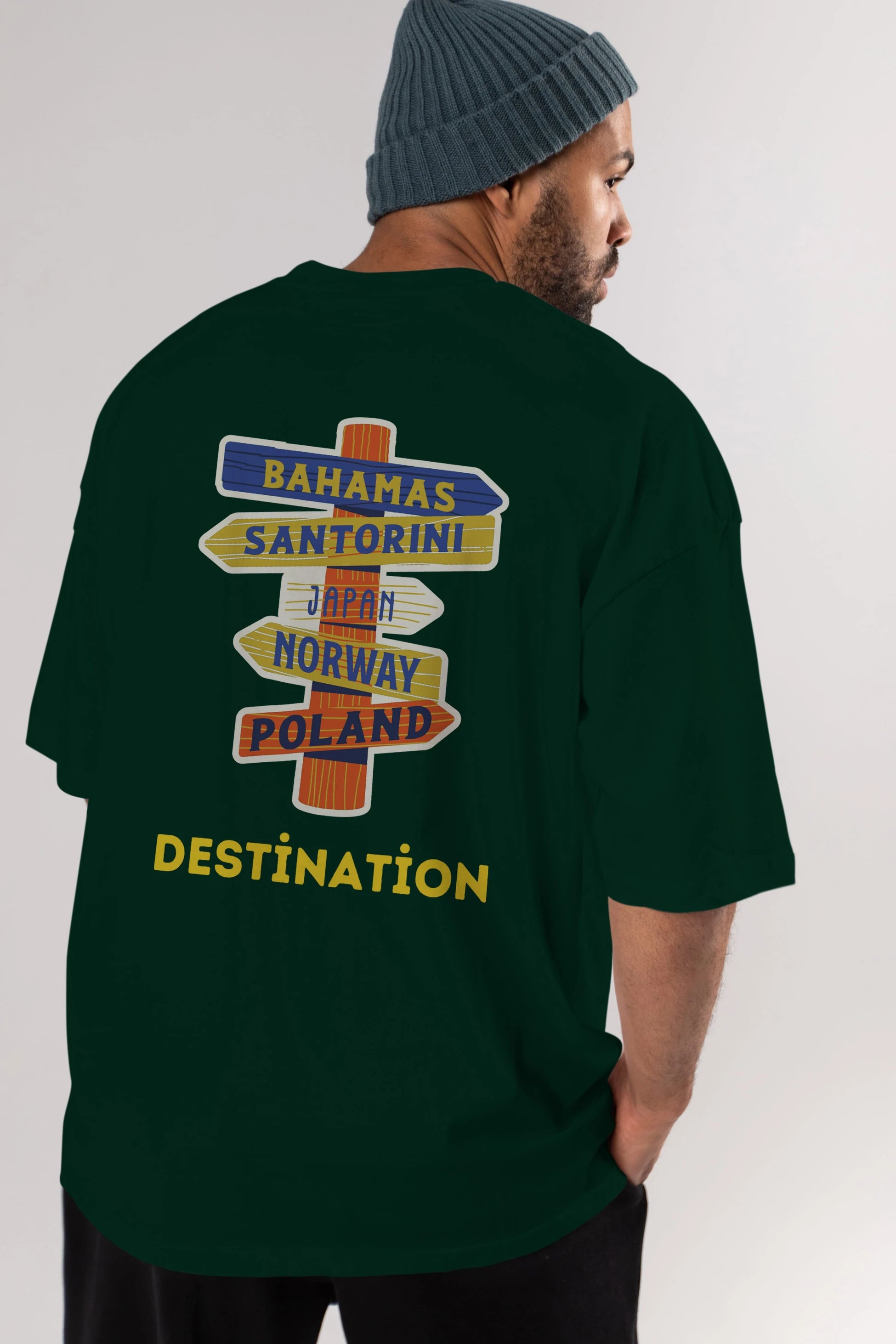 Destination Yazılı Arka Baskılı Oversize t-shirt Erkek Kadın Unisex