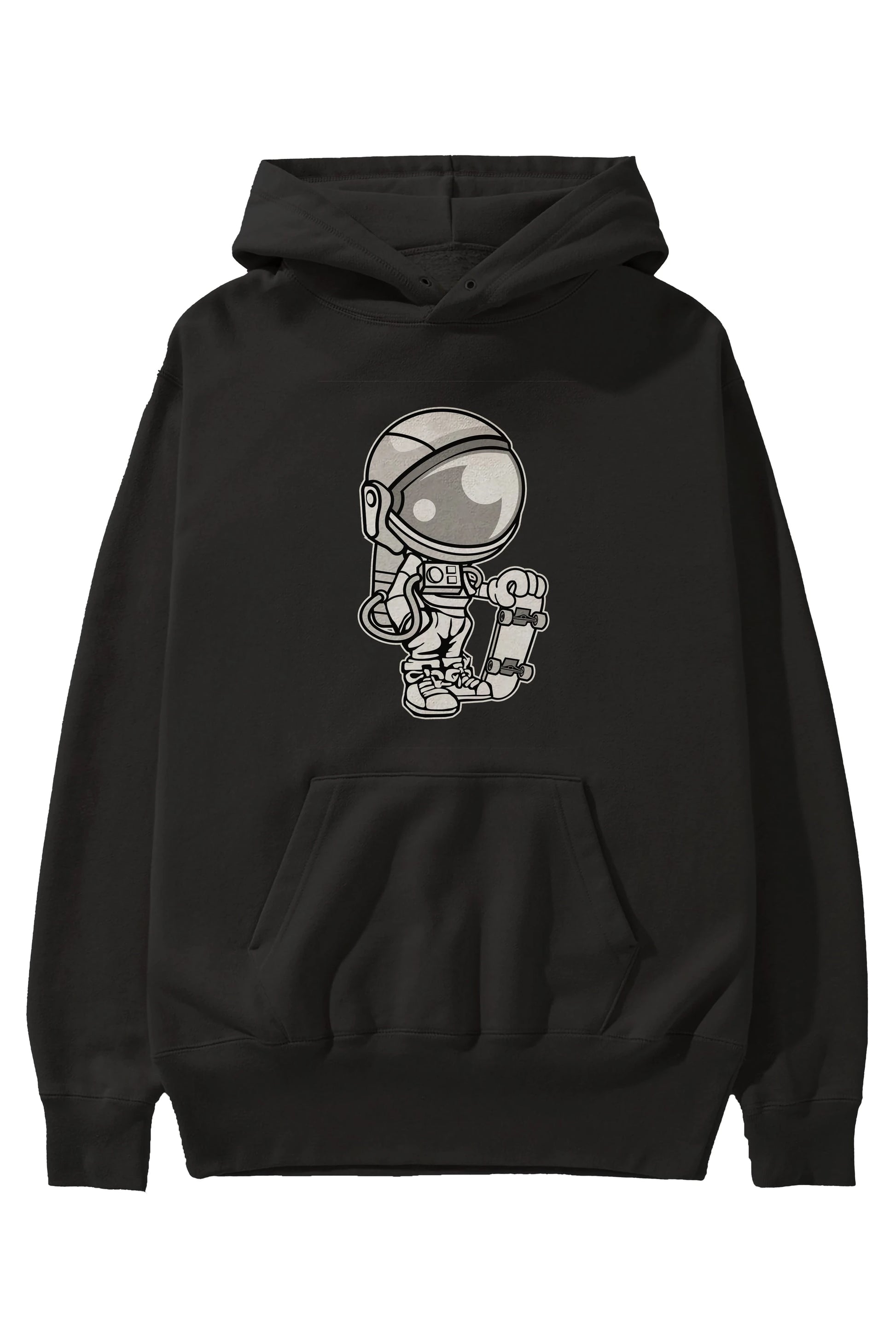 Astronaut Skaterboy Ön Baskılı Hoodie Oversize Kapüşonlu Sweatshirt Erkek Kadın Unisex