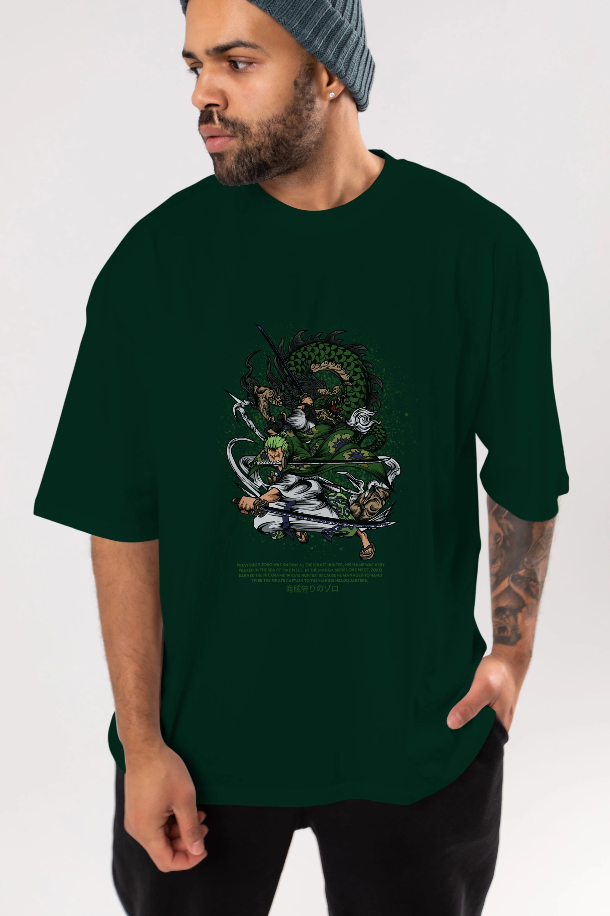 Zoro Anime Ön Baskılı Oversize t-shirt %100 pamuk Erkek Kadın Unisex