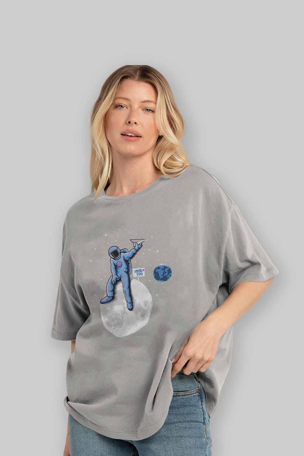Astro Missing Earth Ön Baskılı Oversize t-shirt Erkek Kadın Unisex