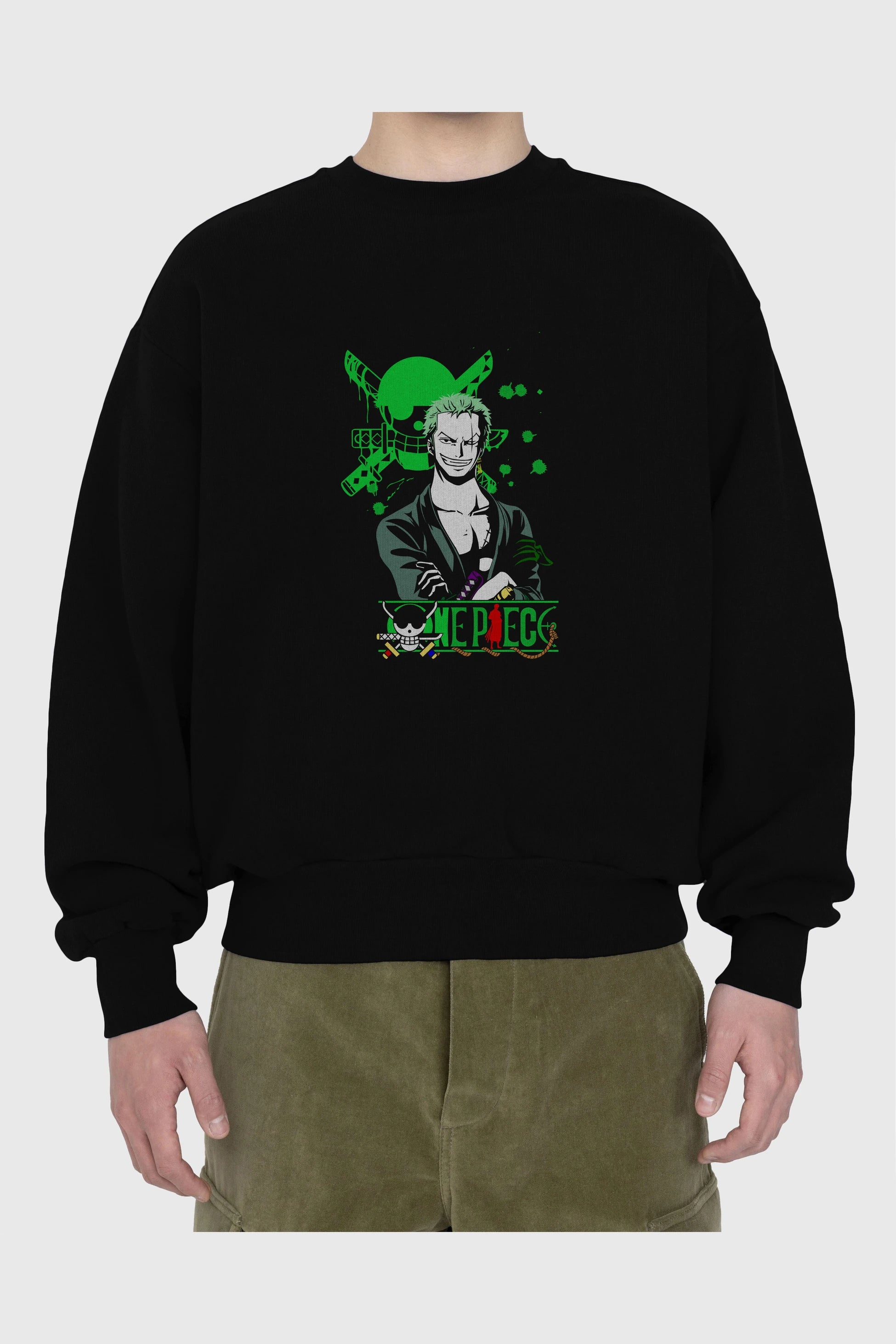 Roronoa Zoro 2 Ön Baskılı Anime Oversize Sweatshirt Erkek Kadın Unisex