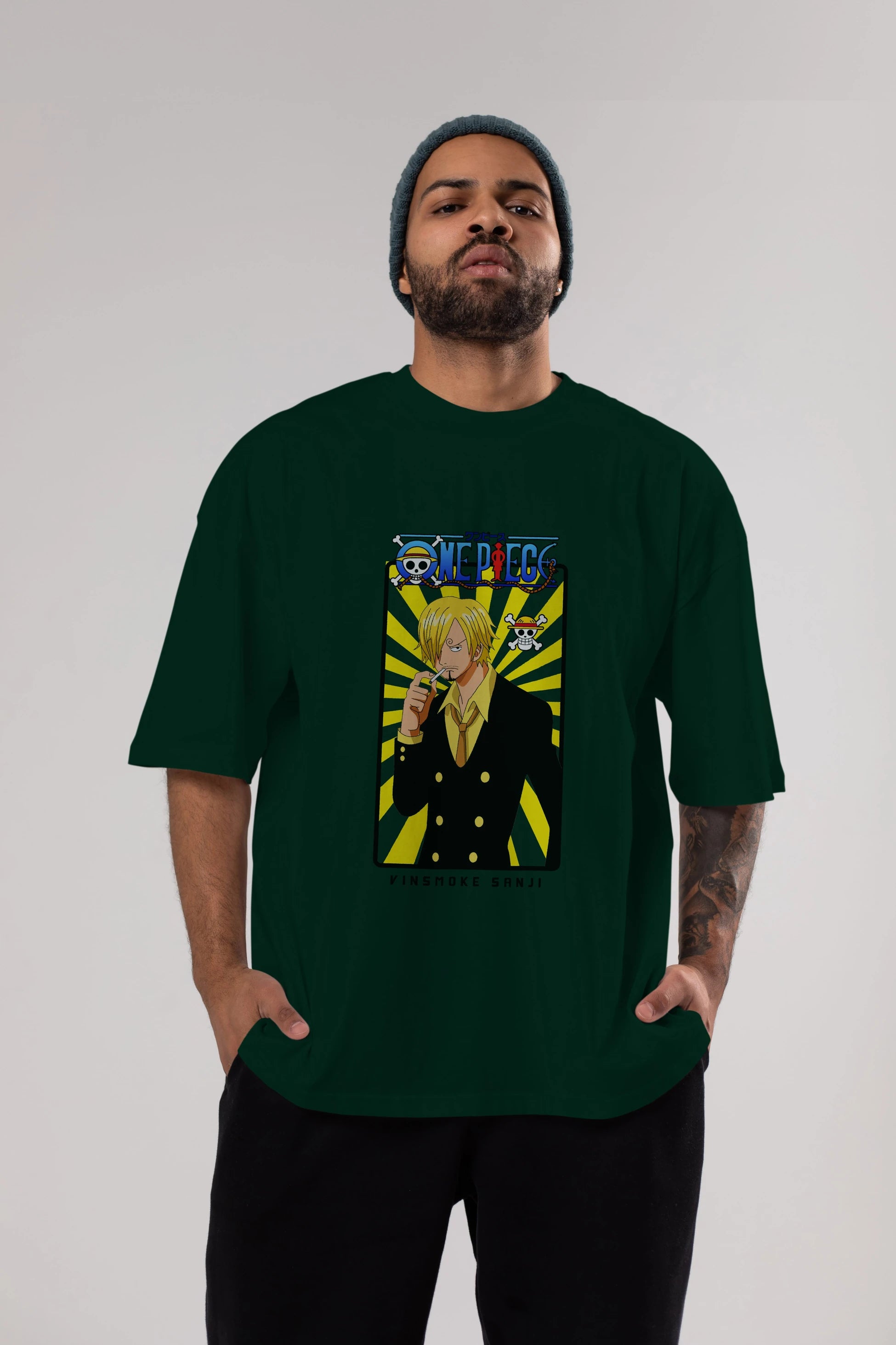 Sanji 4 Anime Ön Baskılı Oversize t-shirt Erkek Kadın Unisex