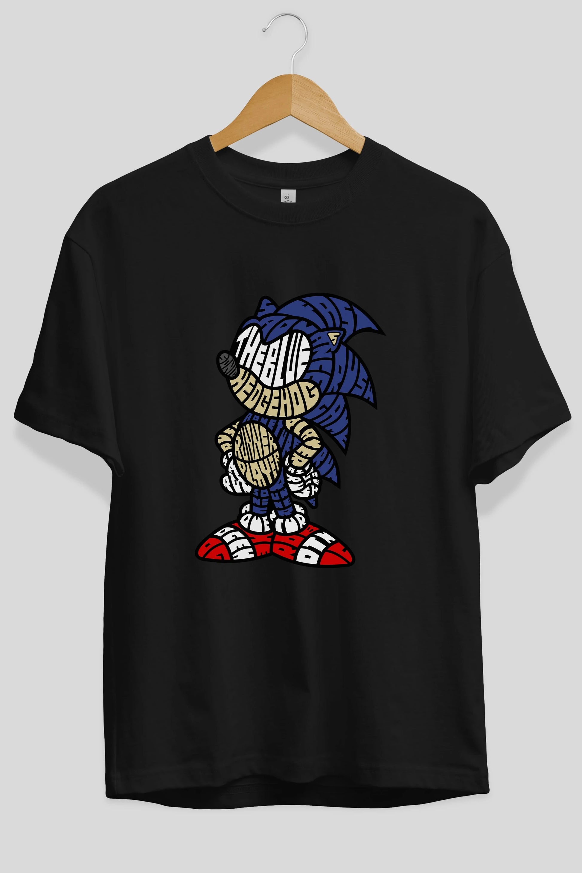 The Blue Hedgehog Ön Baskılı Oversize t-shirt %100 pamuk Erkek Kadın Unisex