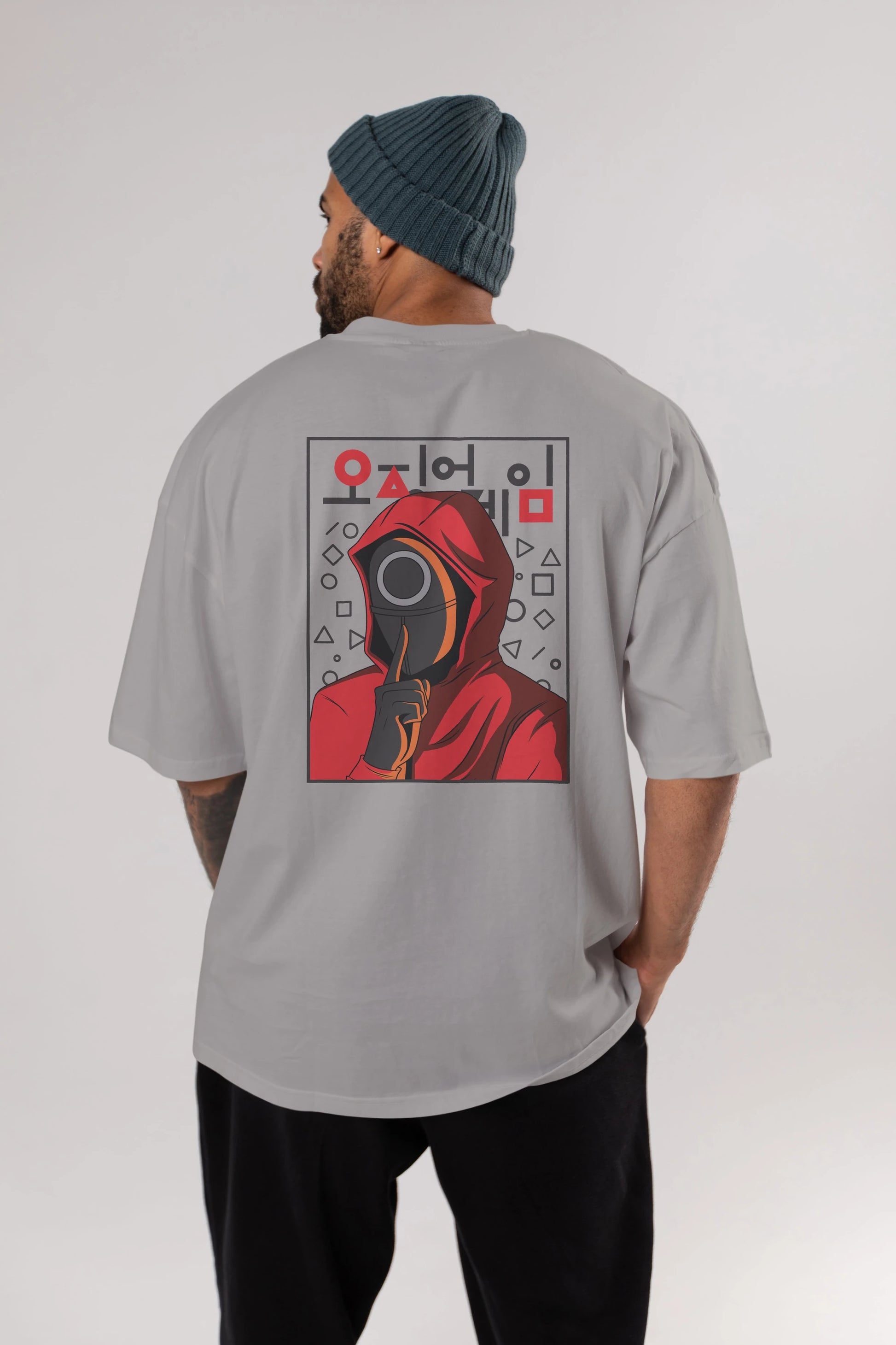 Squid Game (5) Arka Baskılı Oversize t-shirt Erkek Kadın Unisex %100 Pamuk Bisiklet Yaka tişort