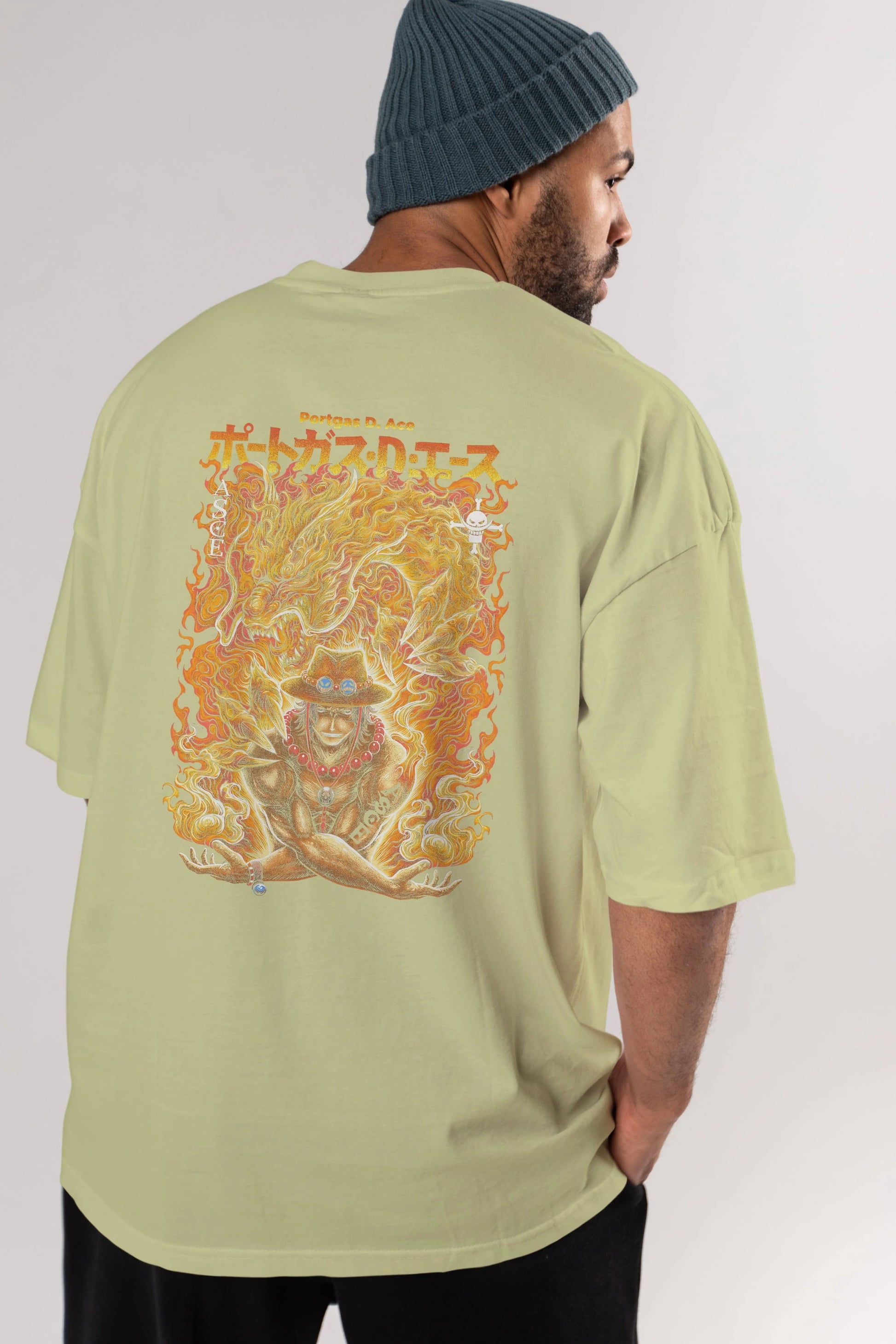 PORTGAS D. ACE Anime Arka Baskılı Oversize t-shirt Erkek Kadın Unisex