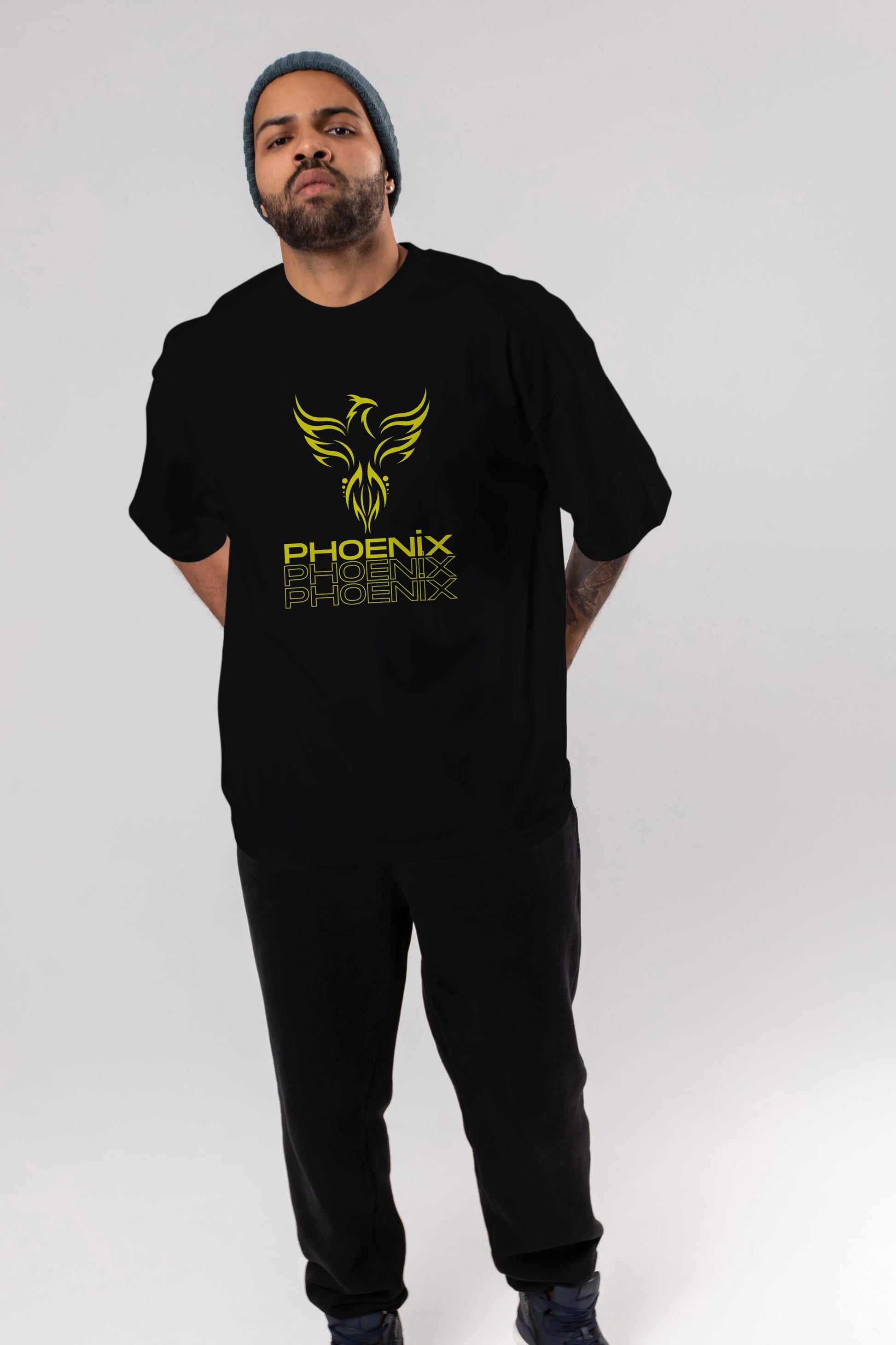Phoenix Yazılı Ön Baskılı Oversize t-shirt Erkek Kadın Unisex