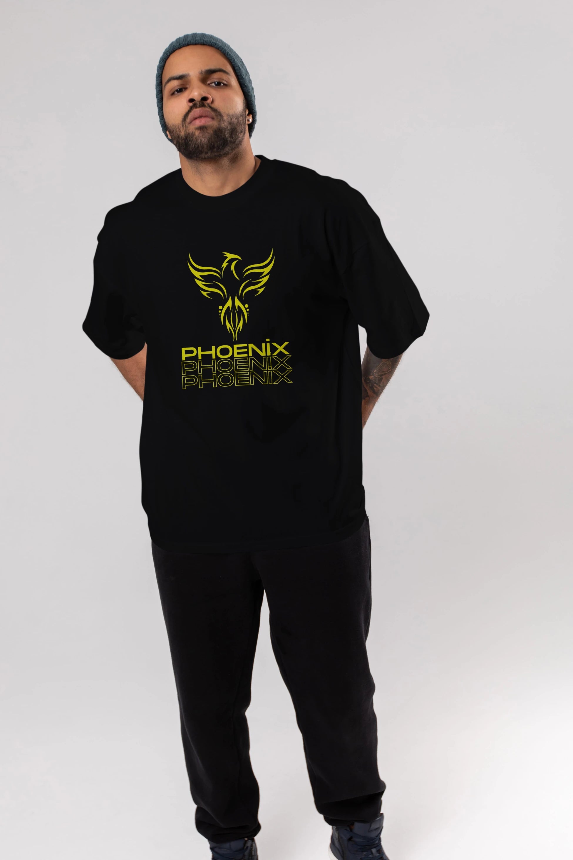 Phoenix Yazılı Ön Baskılı Oversize t-shirt Erkek Kadın Unisex
