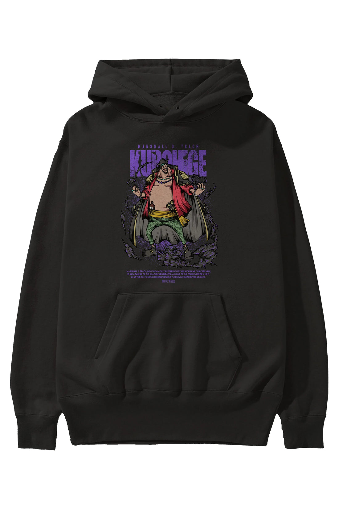 Marshall D. Teach Anime Ön Baskılı Hoodie Oversize Kapüşonlu Sweatshirt Erkek Kadın Unisex