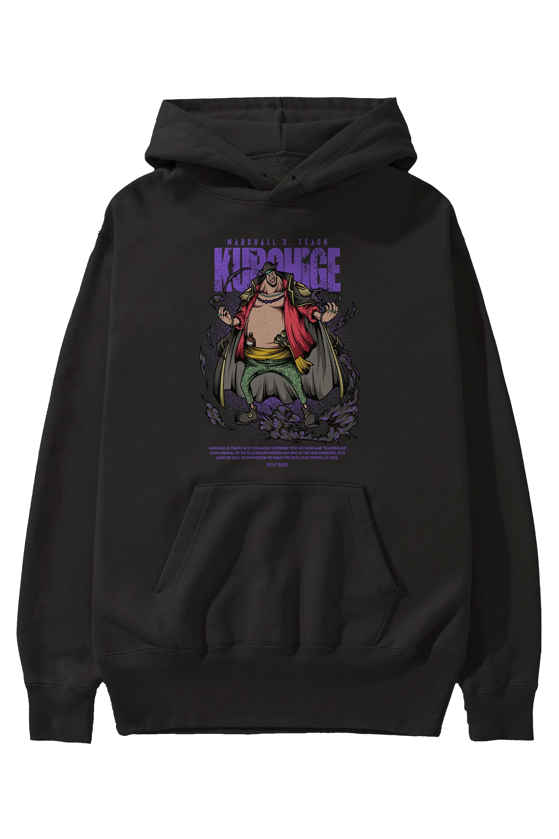 Marshall D. Teach Anime Ön Baskılı Hoodie Oversize Kapüşonlu Sweatshirt Erkek Kadın Unisex