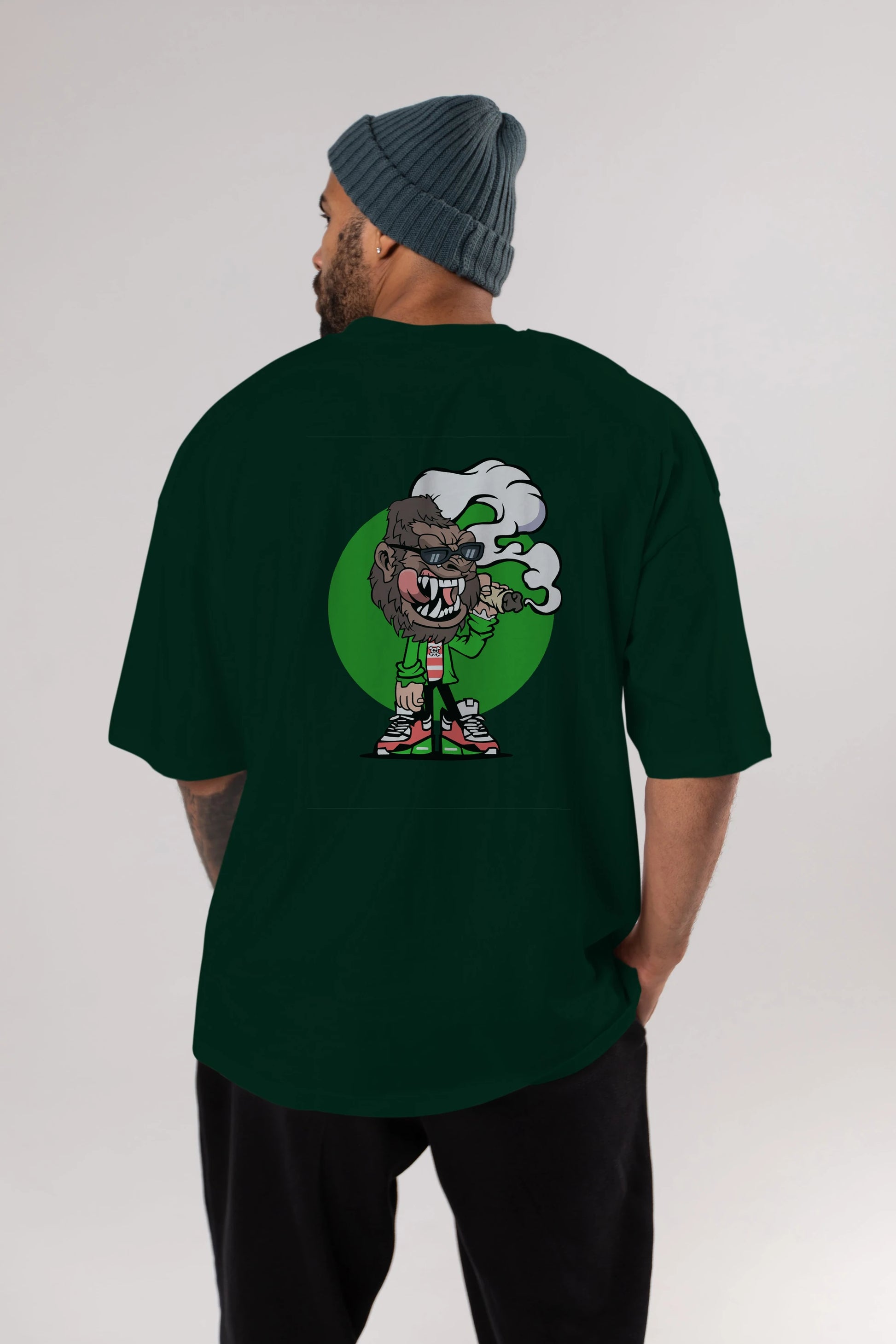 Gorilla Smoker Arka Baskılı Oversize t-shirt Erkek Kadın Unisex %100 Pamuk tişort