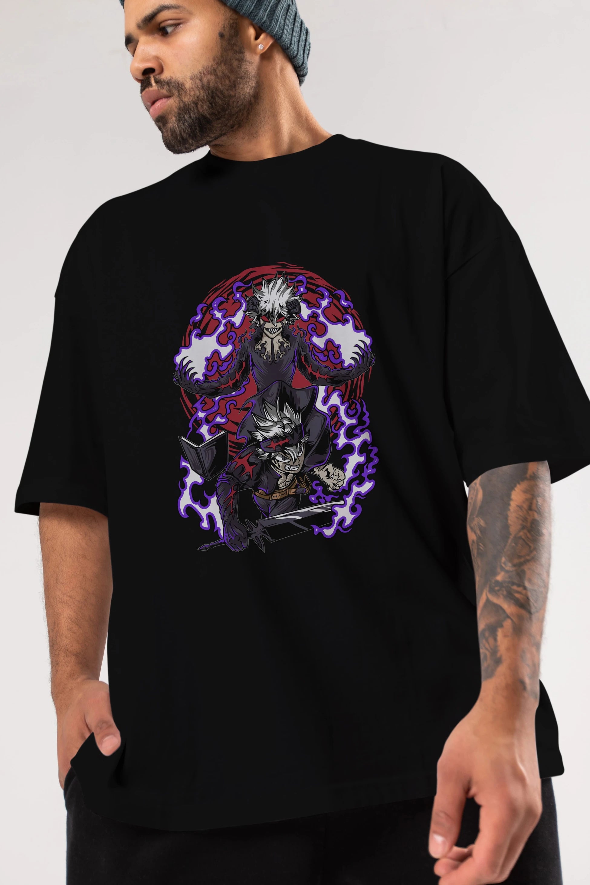 BLACK CLOVER DEVIL UNION Anime Ön Baskılı Oversize t-shirt %100 pamuk Erkek Kadın Unisex