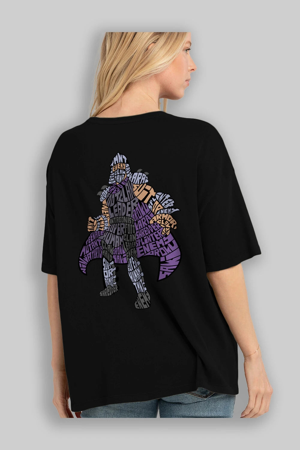 Foot Clan Leader Arka Baskılı Oversize t-shirt %100 pamuk Erkek Kadın Unisex