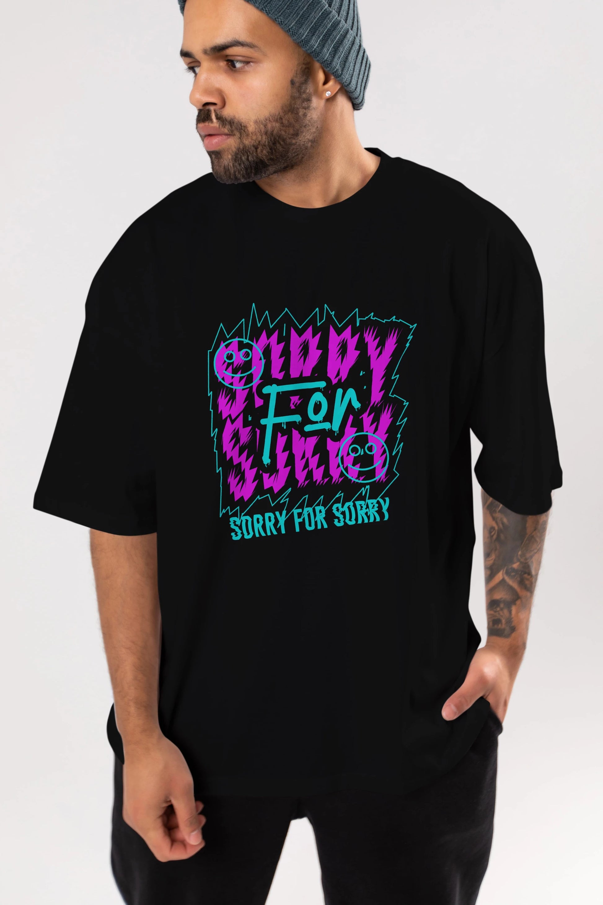 Sorry for Sorry Ön Baskılı Oversize t-shirt Erkek Kadın Unisex