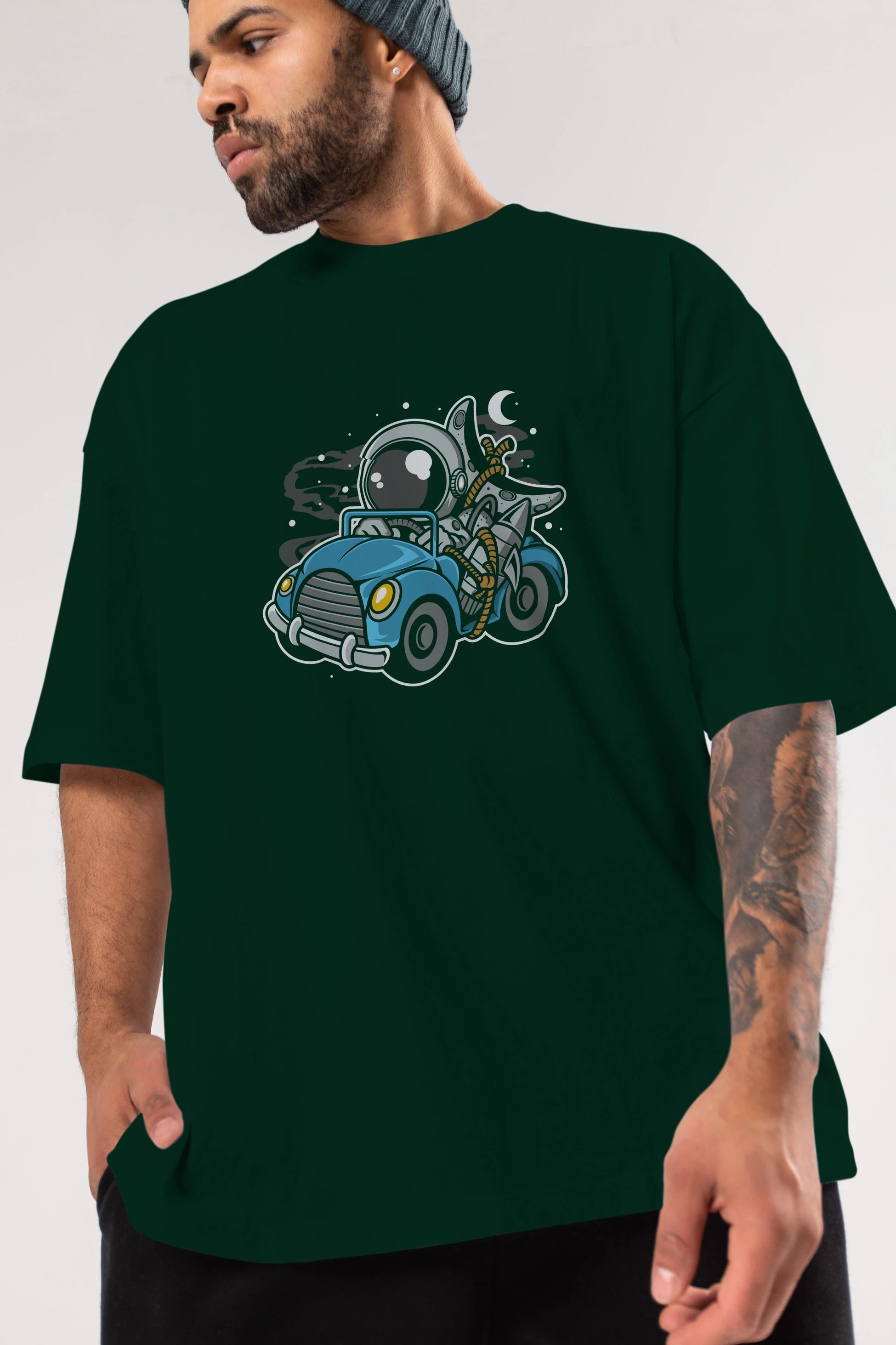Astronaut Journey Ön Baskılı Oversize t-shirt Erkek Kadın Unisex