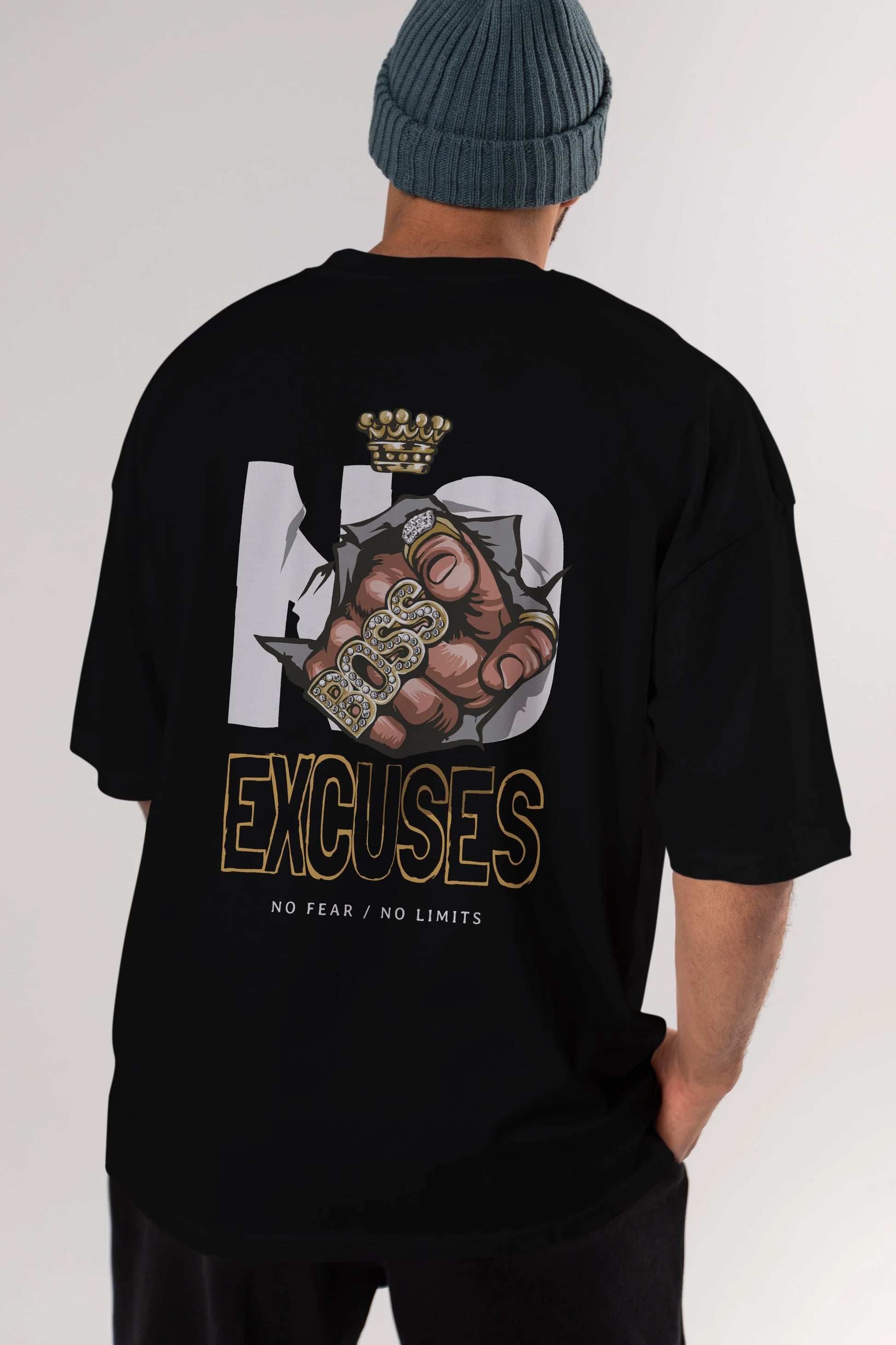 No Excuses Arka Baskılı Oversize t-shirt Erkek Kadın Unisex